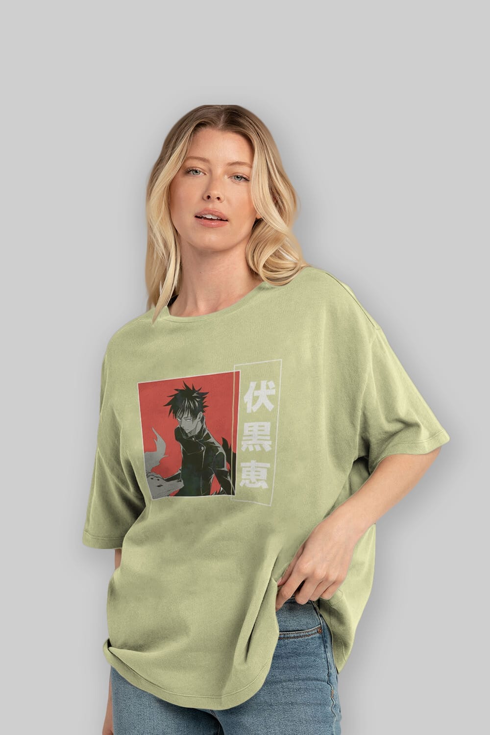 Megumi Fushiguro Anime Ön Baskılı Oversize t-shirt %100 pamuk Erkek Kadın Unisex
