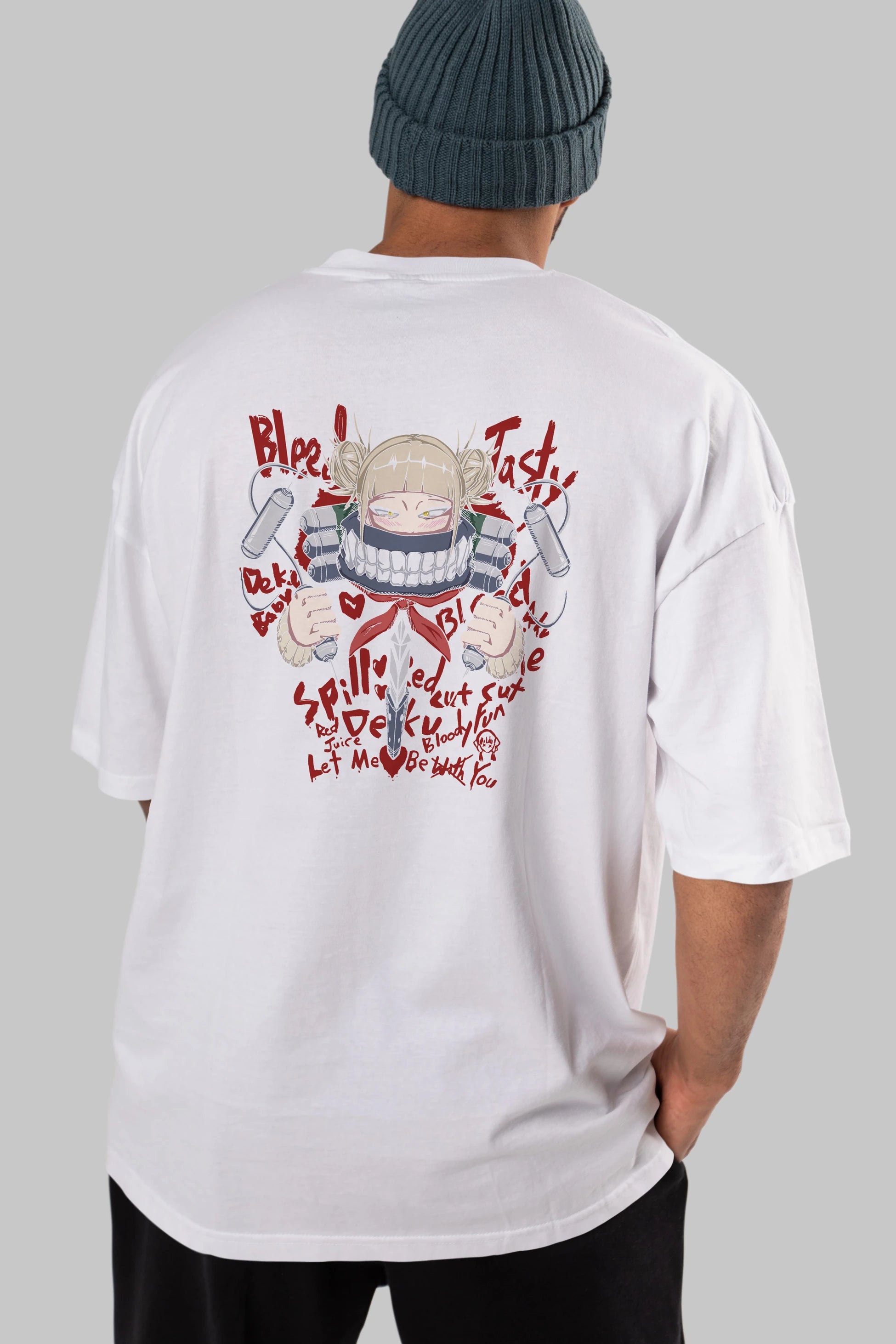 Himiko Toga 1 Anime Arka Baskılı Oversize t-shirt Erkek Kadın Unisex