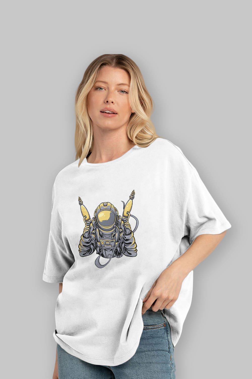 Alien Hunter Sticker Ön Baskılı Oversize t-shirt Erkek Kadın Unisex
