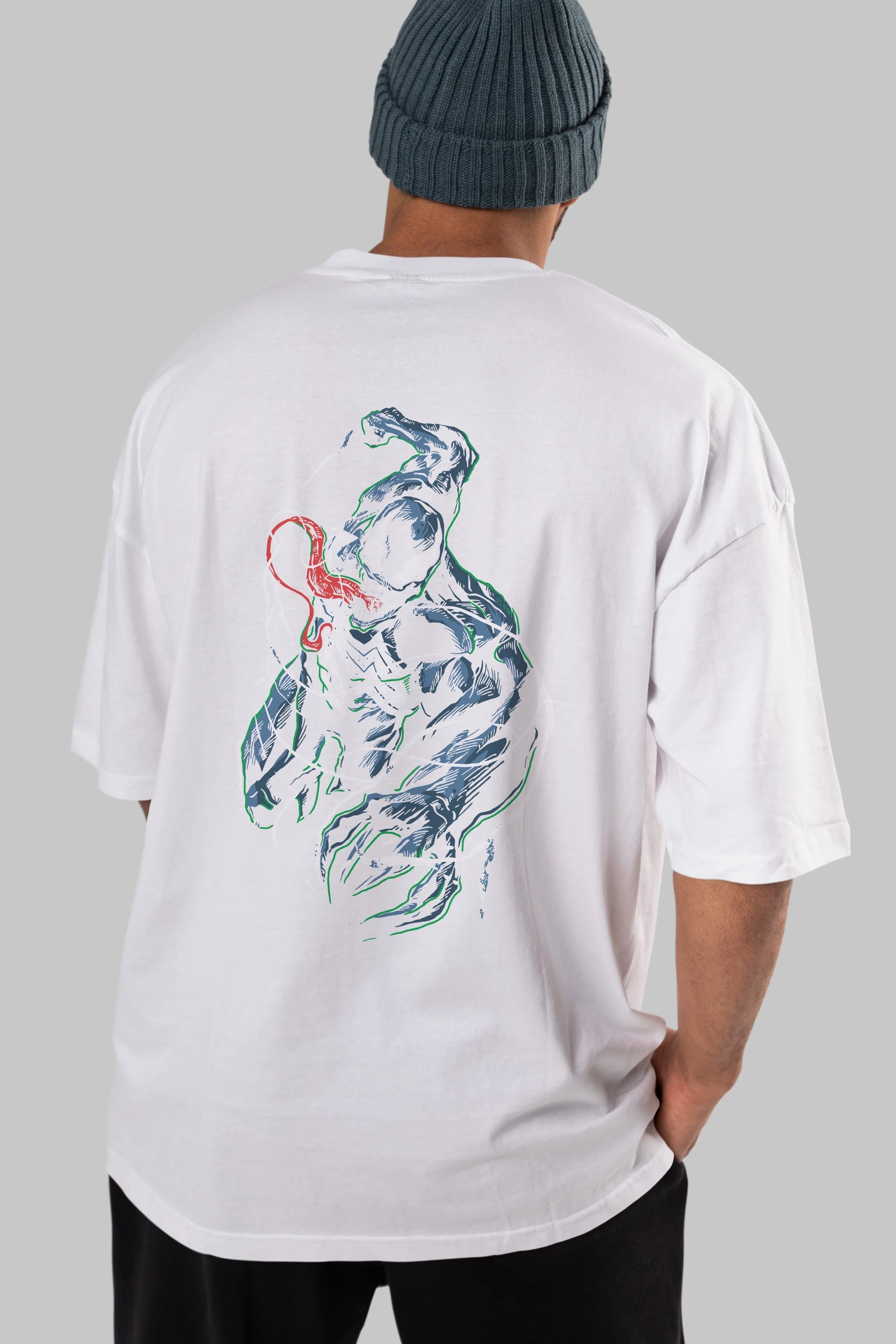 Venom (5) Arka Baskılı Oversize t-shirt Erkek Kadın Unisex %100 Pamuk Bisiklet Yaka tişort