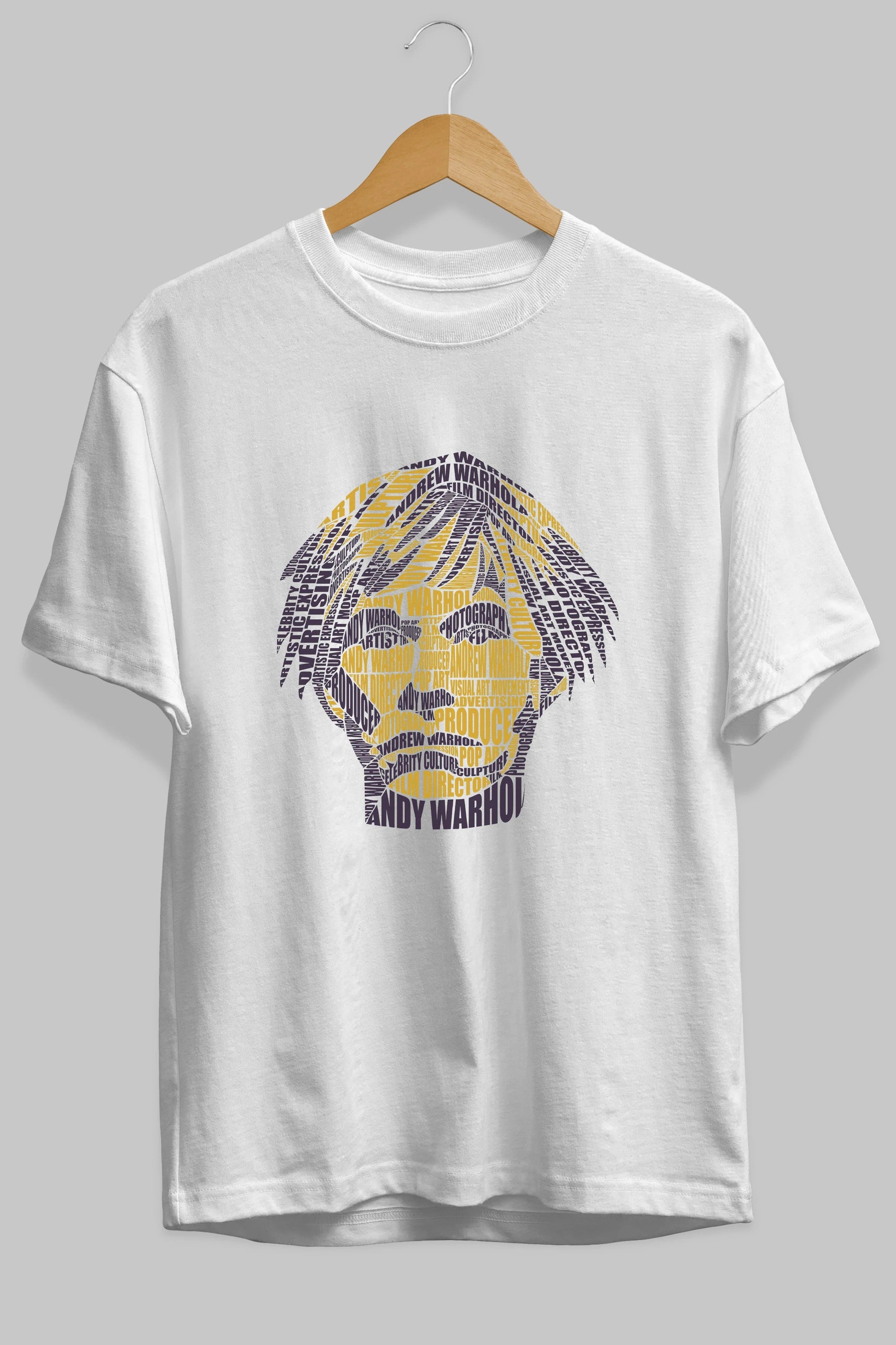 Andy Warhol Calligram Ön Baskılı Oversize t-shirt %100 pamuk Erkek Kadın Unisex