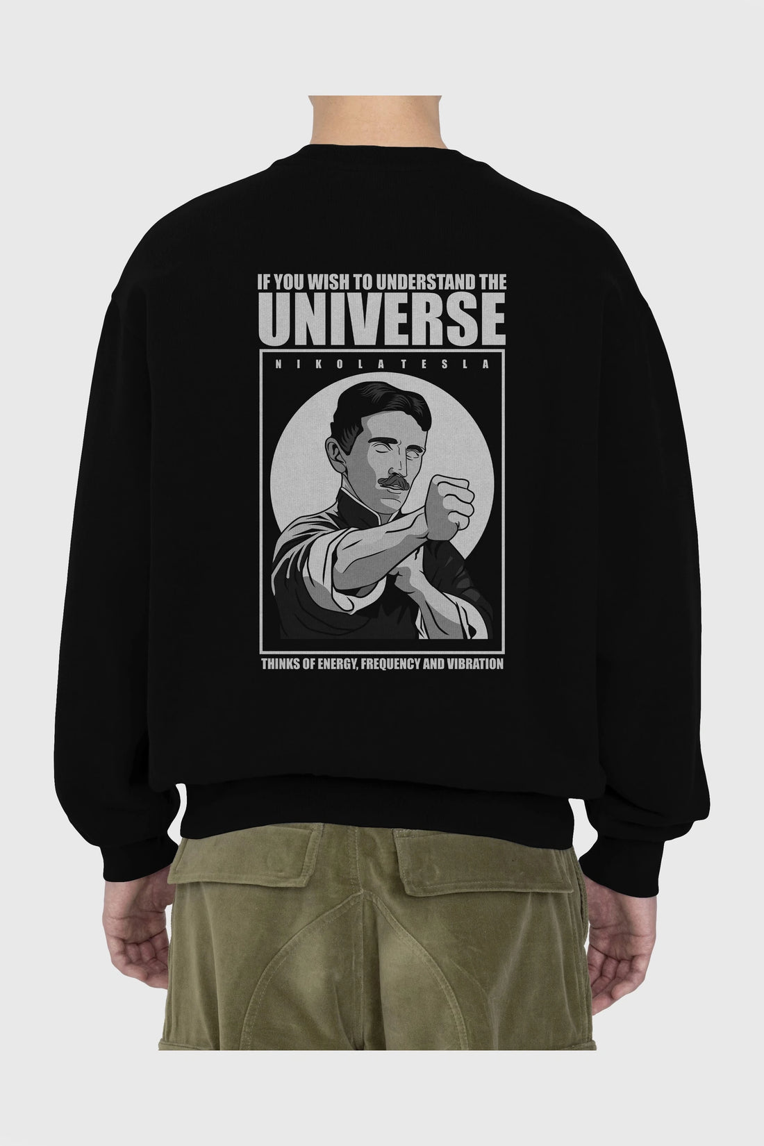 Nicola Tesla Ip Man Arka Baskılı Oversize Sweatshirt Erkek Kadın Unisex