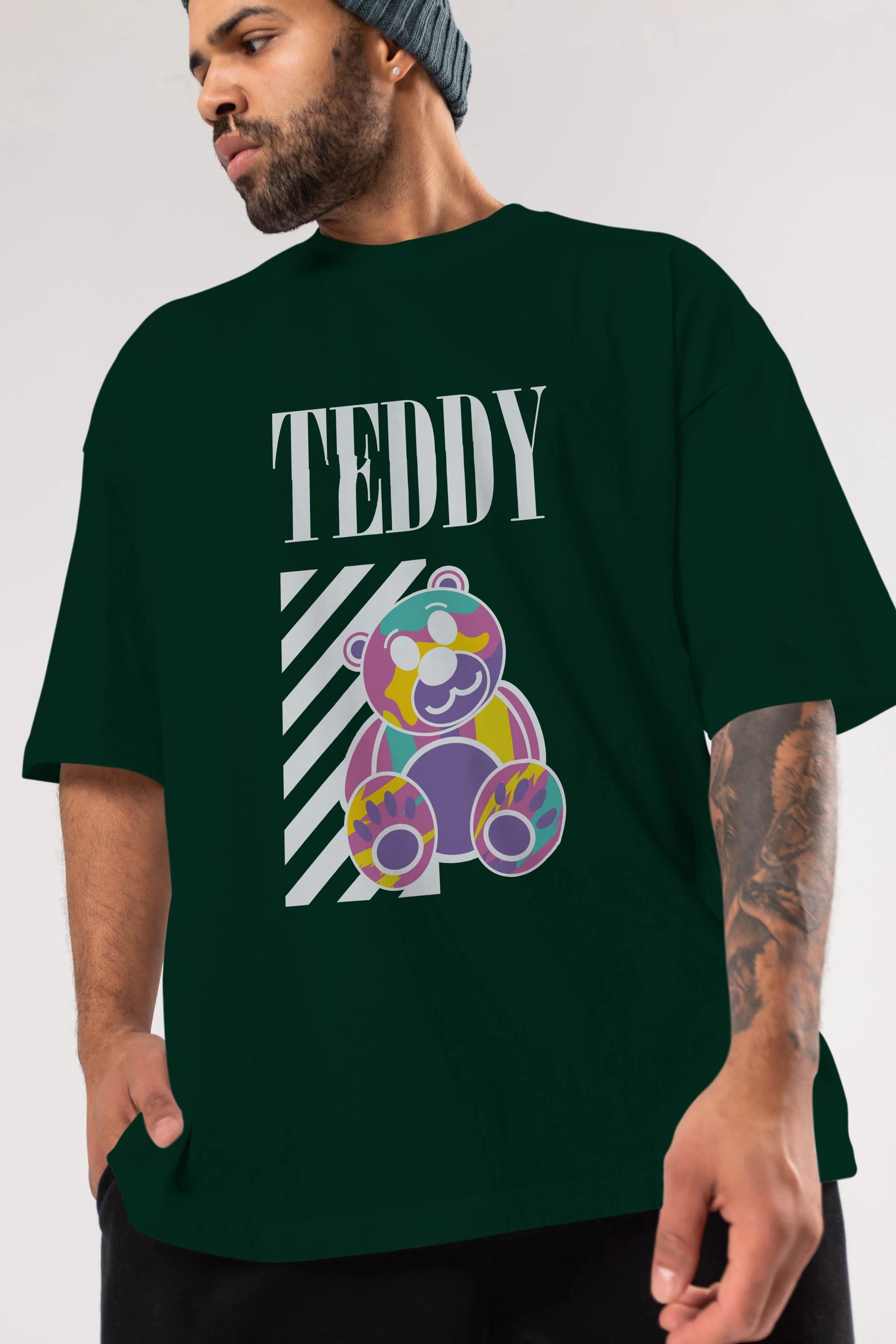 Teddy Bear 2 Ön Baskılı Oversize t-shirt Erkek Kadın Unisex