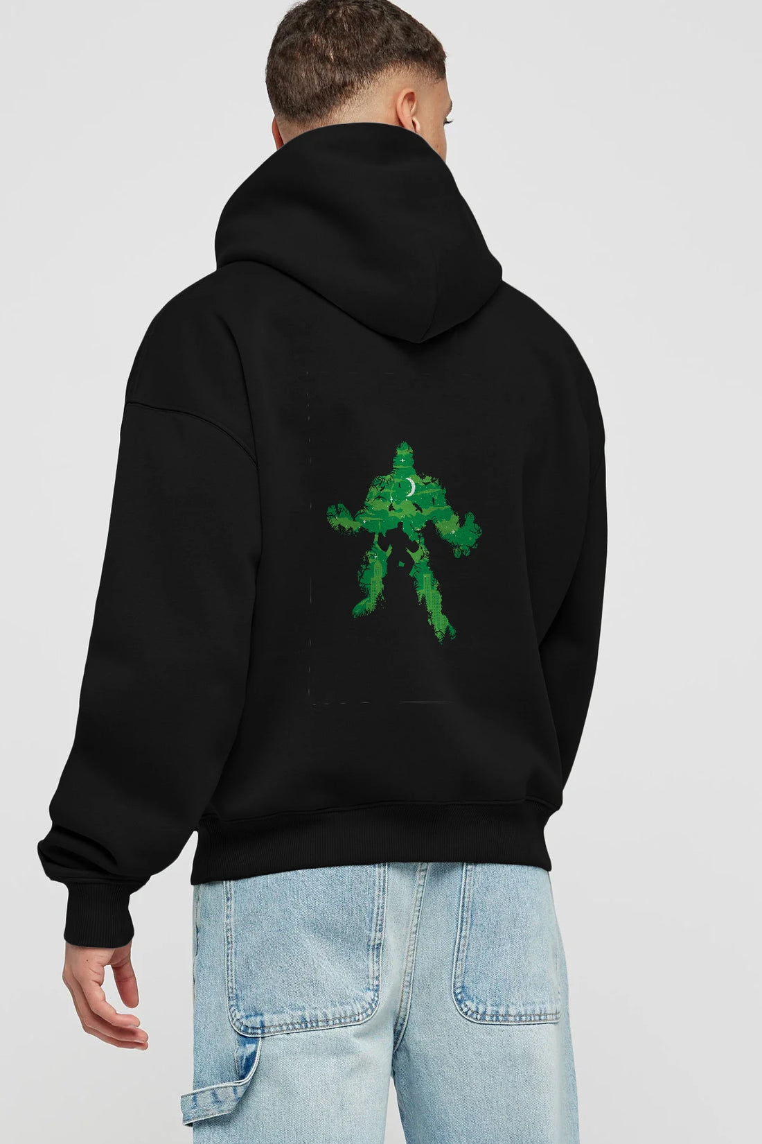Green Monster Arka Baskılı Hoodie Oversize Kapüşonlu Sweatshirt Erkek Kadın Unisex
