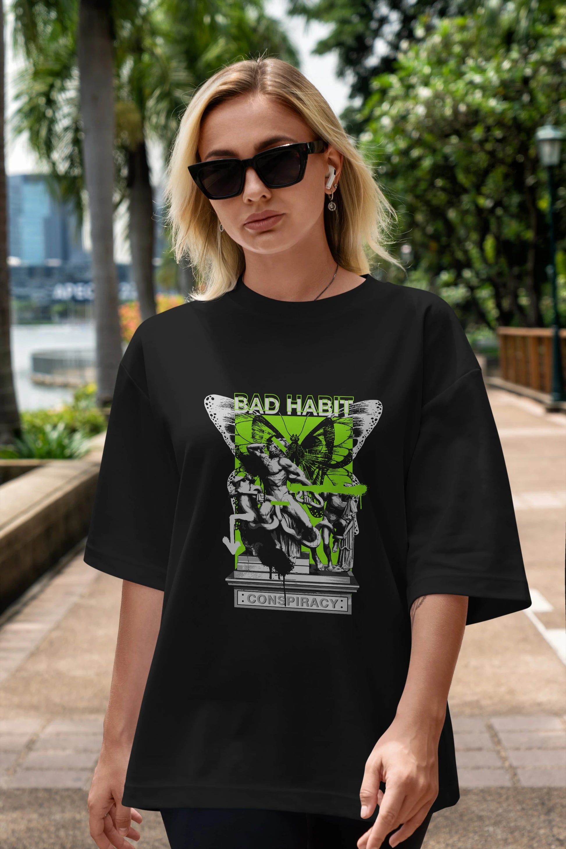 Bad Habit Ön Baskılı Oversize t-shirt Erkek Kadın Unisex