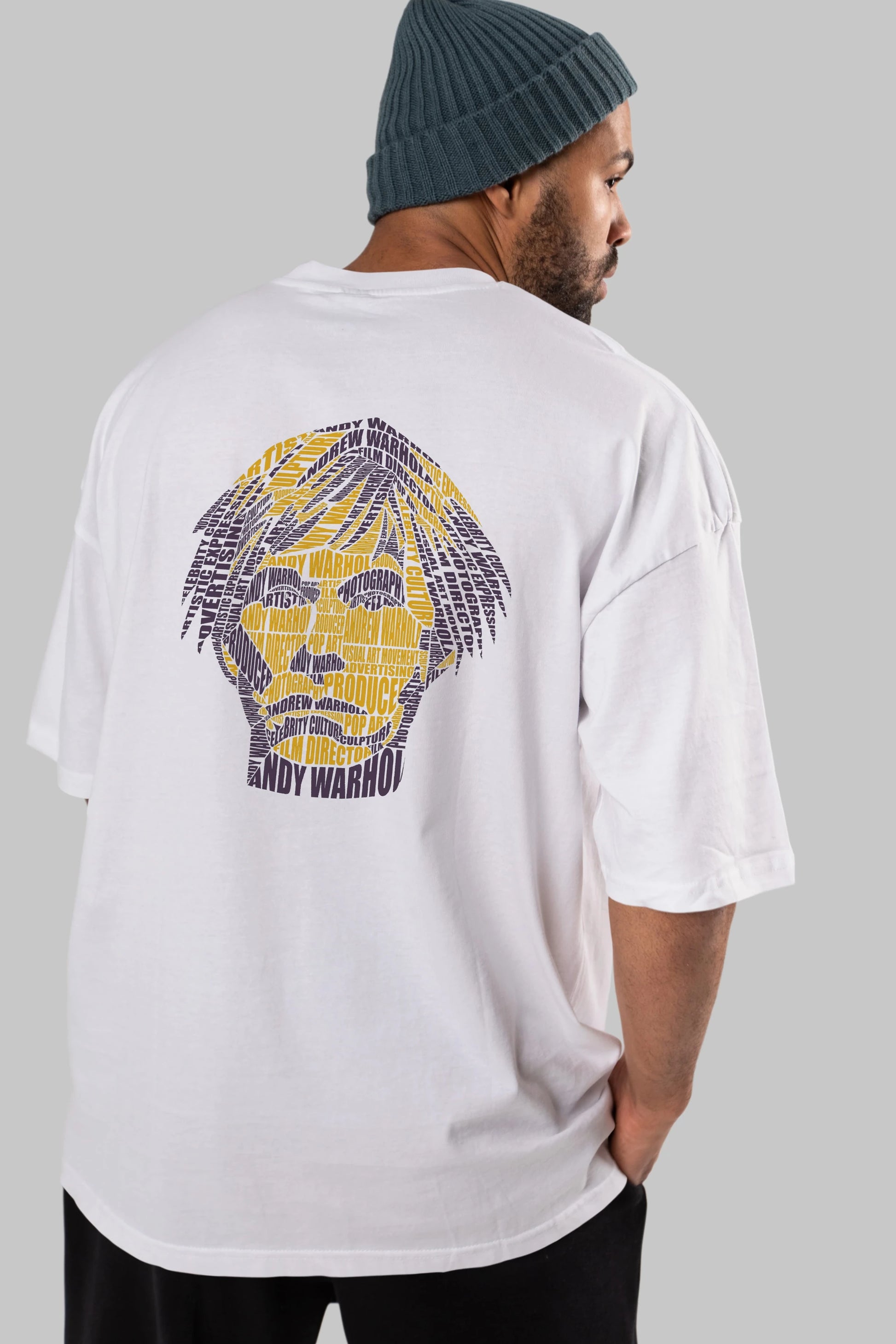 Andy Warhol Calligram Arka Baskılı Oversize t-shirt %100 pamuk Erkek Kadın Unisex