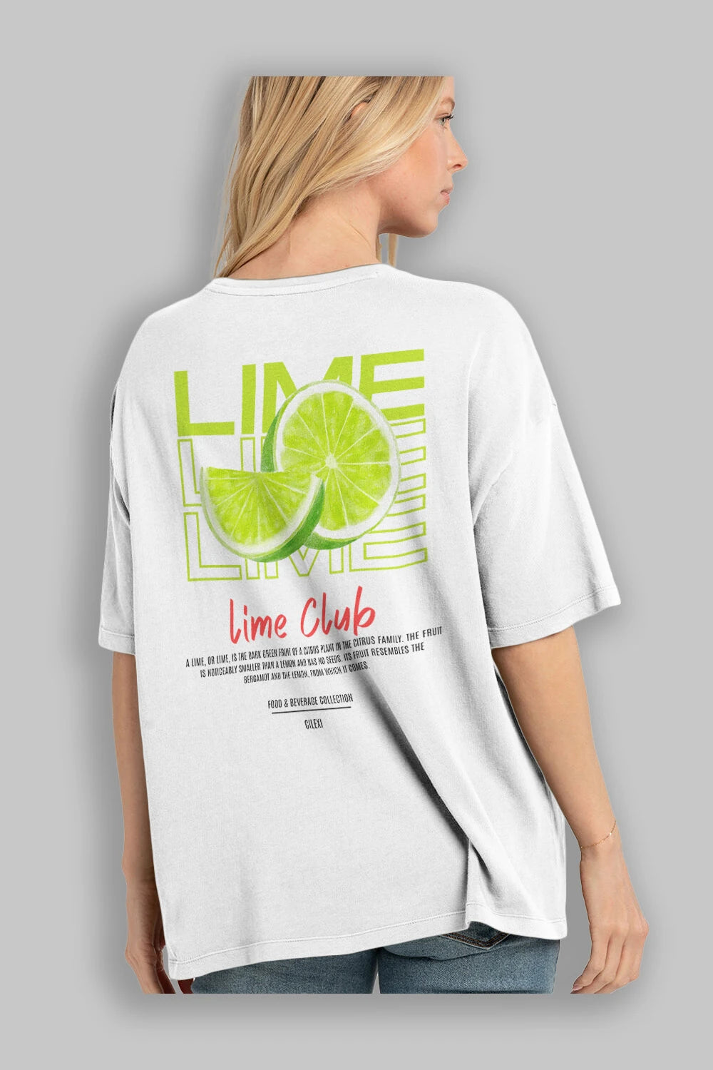 Lime Kokteyl Serisi Baskılı Oversize t-shirt Erkek Kadın Unisex %100 Pamuk Bisiklet Yaka tişort