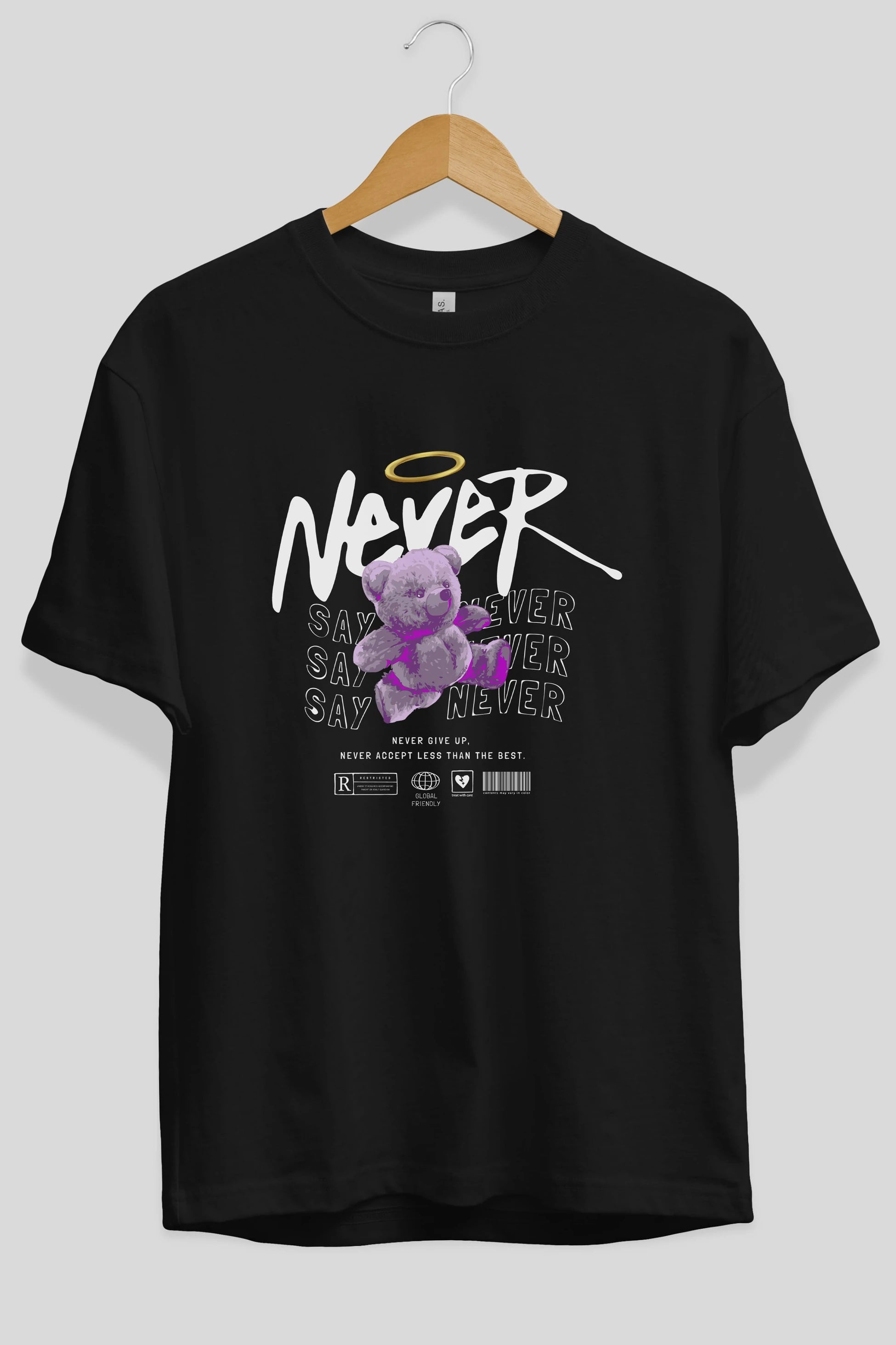 Teddy Bear Never Ön Baskılı Oversize t-shirt Erkek Kadın Unisex