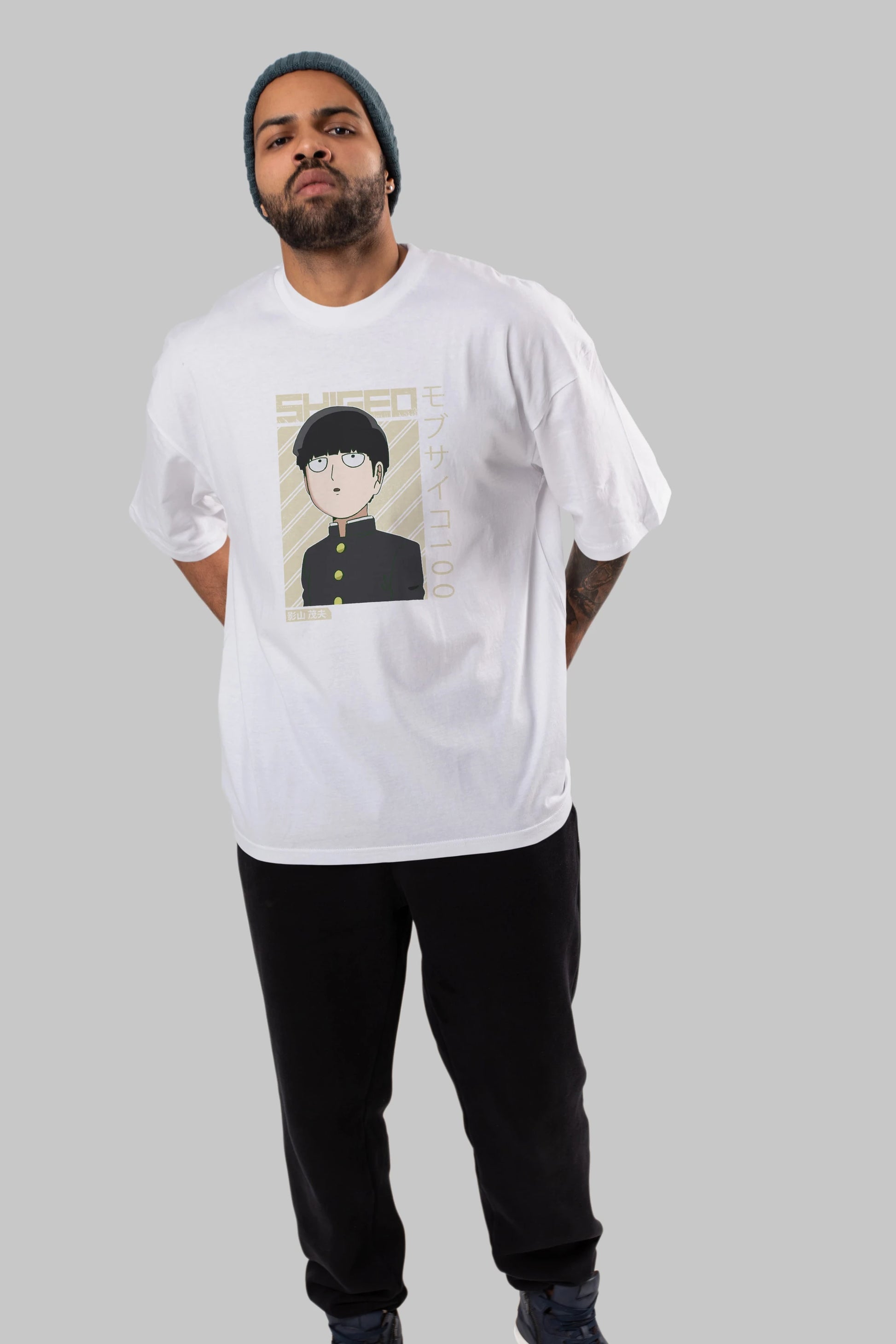Shigeo Kageyama 2 Anime Ön Baskılı Oversize t-shirt %100 pamuk Erkek Kadın Unisex