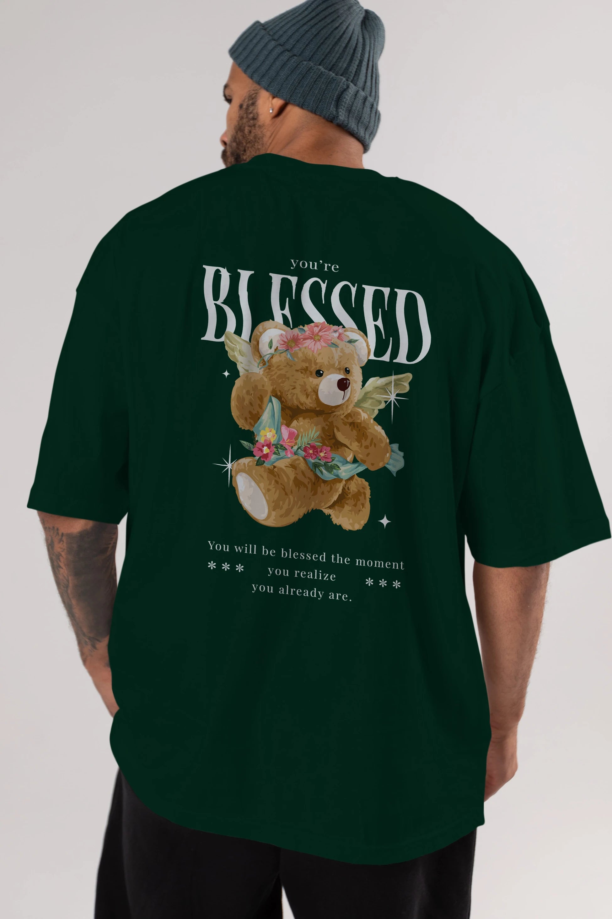 You are Blessed Bear Arka Baskılı Oversize t-shirt Erkek Kadın Unisex