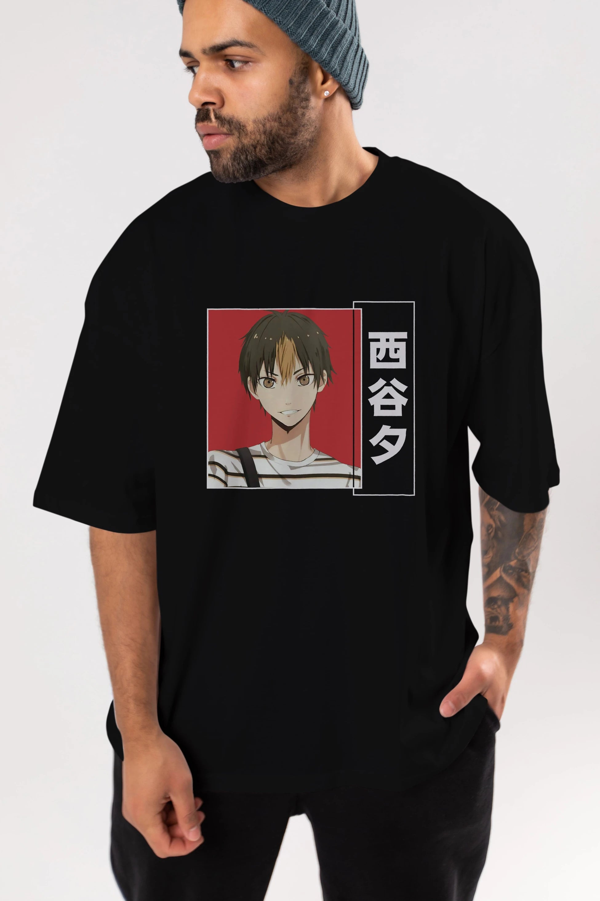Yuu Nishinoya 1 Anime Ön Baskılı Oversize t-shirt %100 pamuk Erkek Kadın Unisex