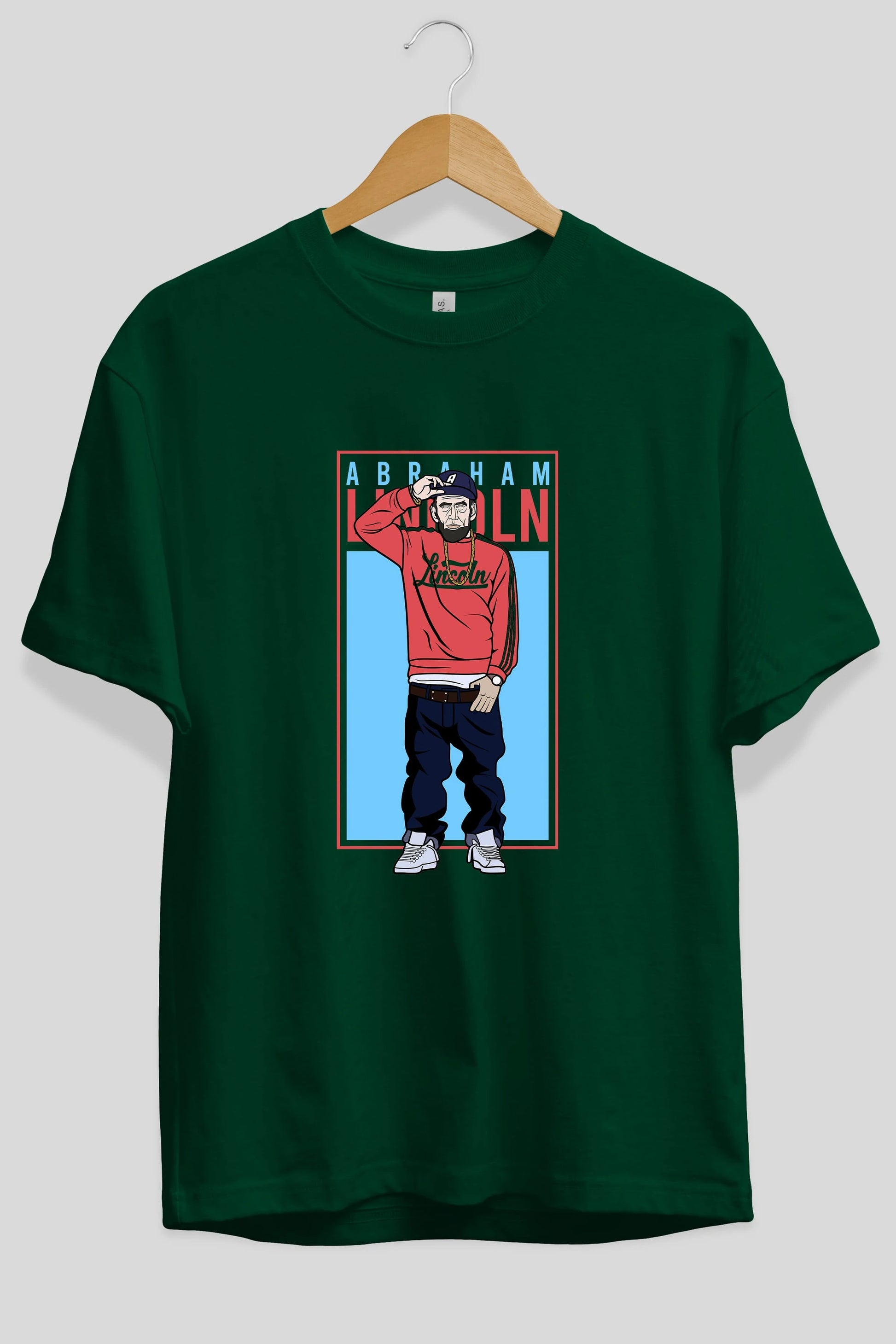 Abraham Lincoln Ön Baskılı Oversize t-shirt Erkek Kadın Unisex %100 Pamuk tişort