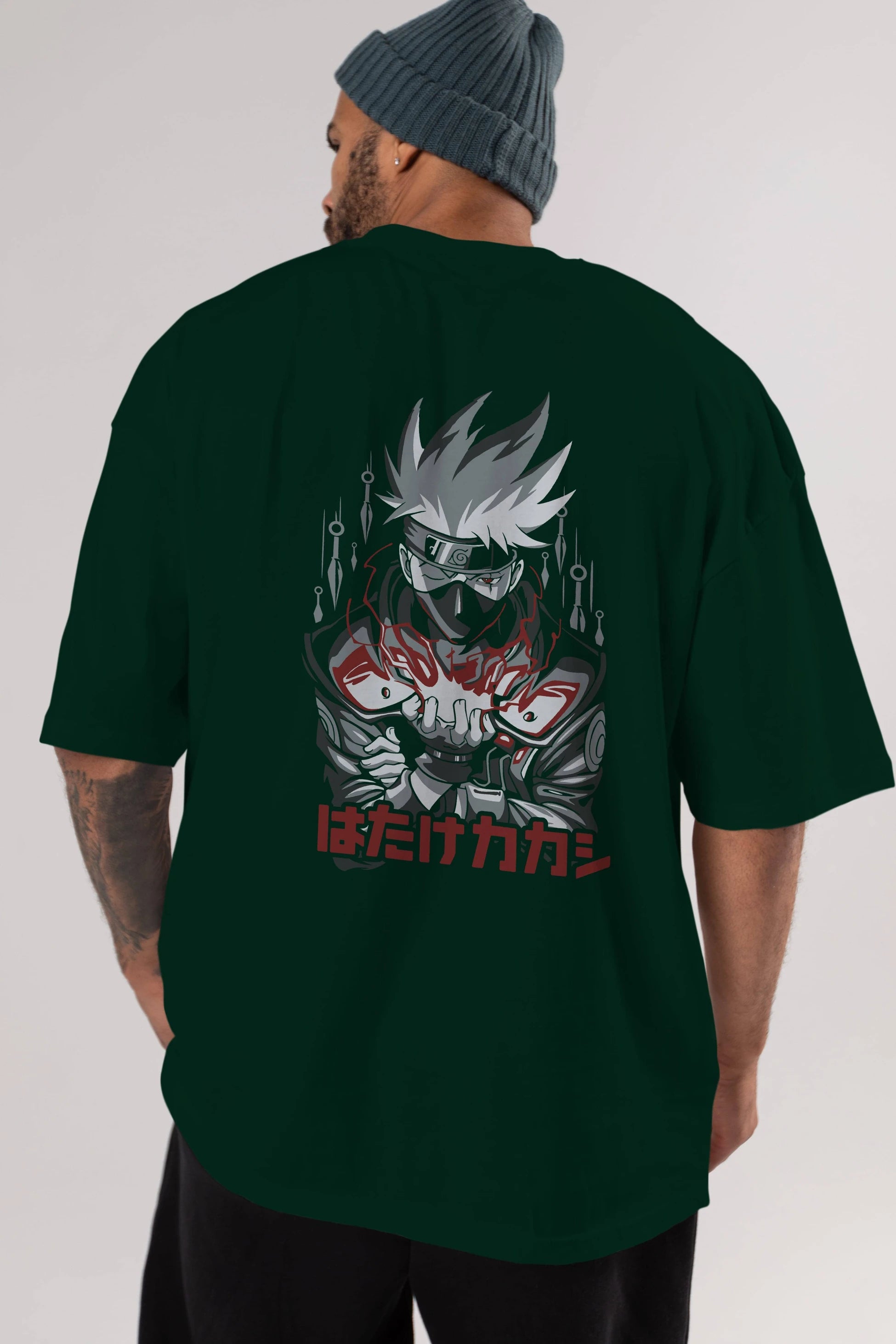 KAKASHI HATAKE NARUTO 1 Anime Arka Baskılı Oversize t-shirt Erkek Kadın Unisex