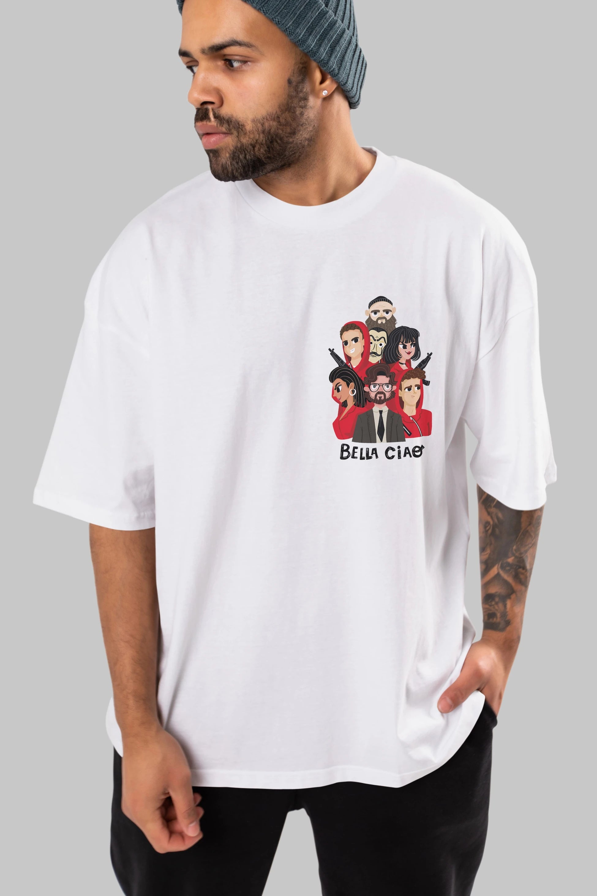 La Casa De Papel (13) Ön Sol Baskılı Oversize t-shirt Erkek Kadın Unisex %100 Pamuk Bisiklet Yaka tişort