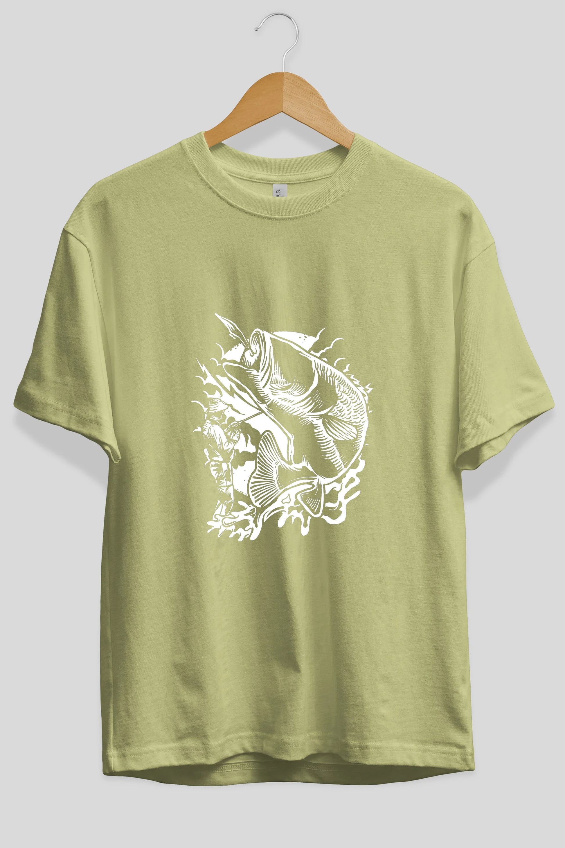 Fisherman Ön Baskılı Oversize t-shirt Erkek Kadın Unisex %100 Pamuk tişort