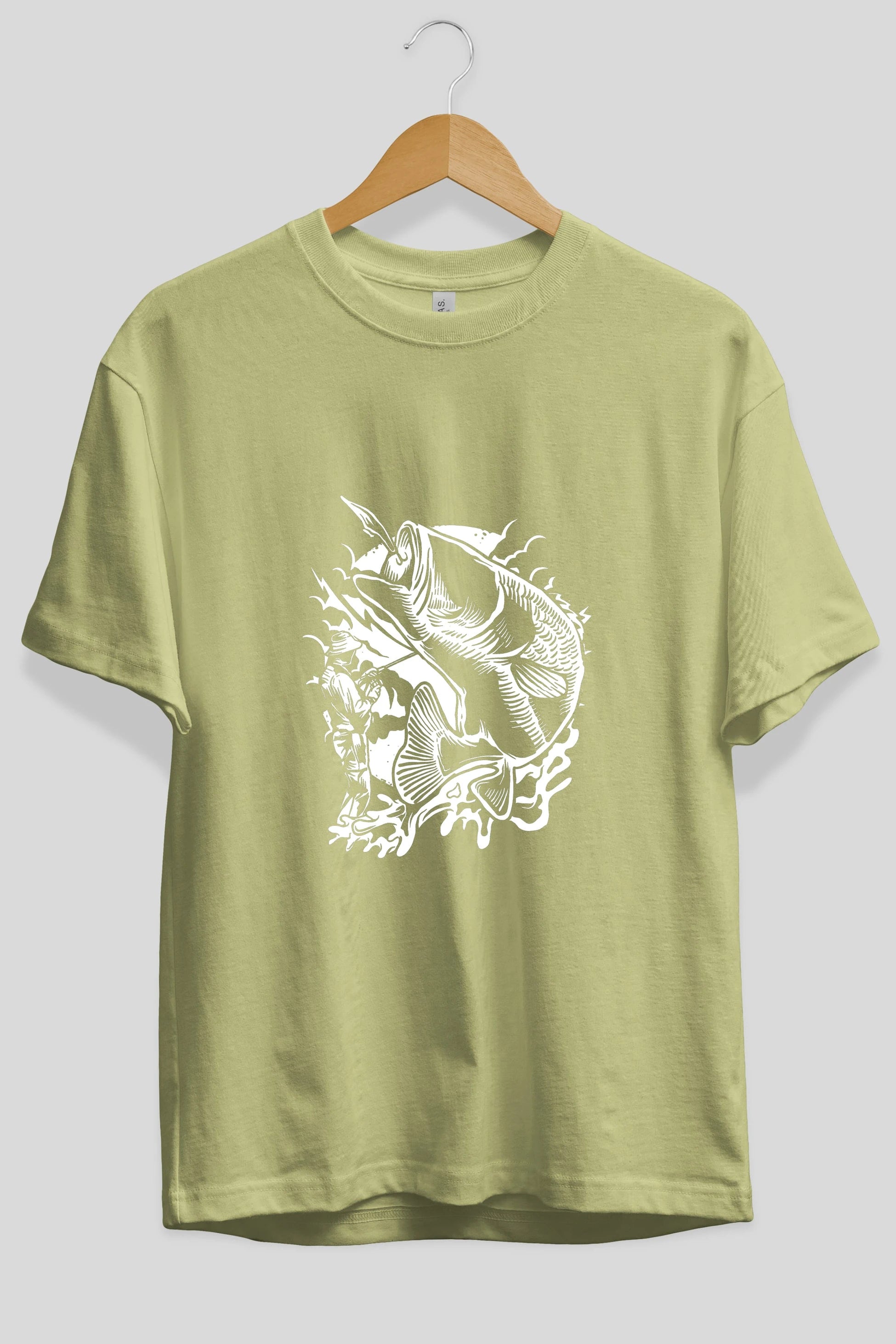 Fisherman Ön Baskılı Oversize t-shirt Erkek Kadın Unisex %100 Pamuk tişort