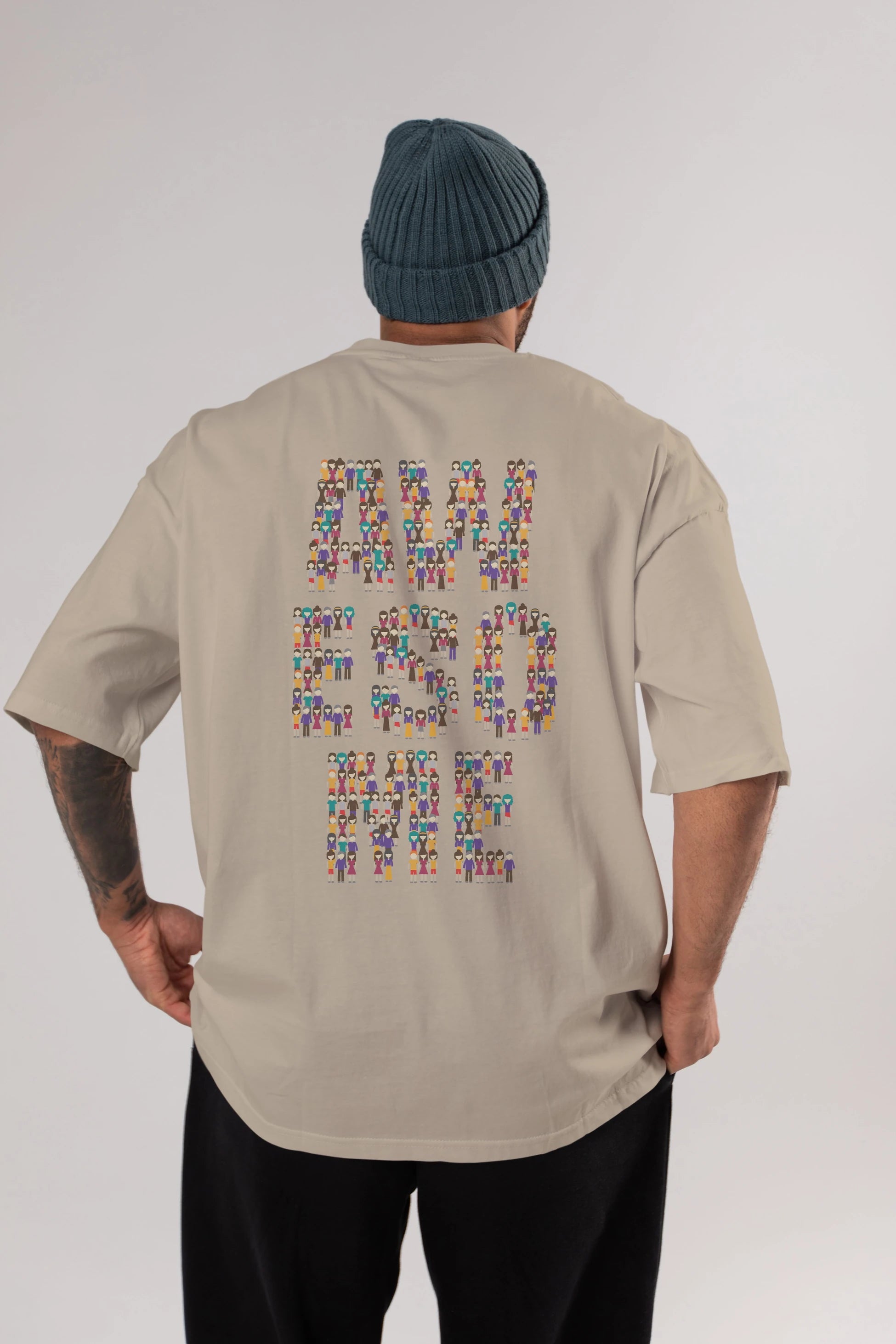 Awesome Arka Baskılı Oversize t-shirt %100 pamuk Erkek Kadın Unisex