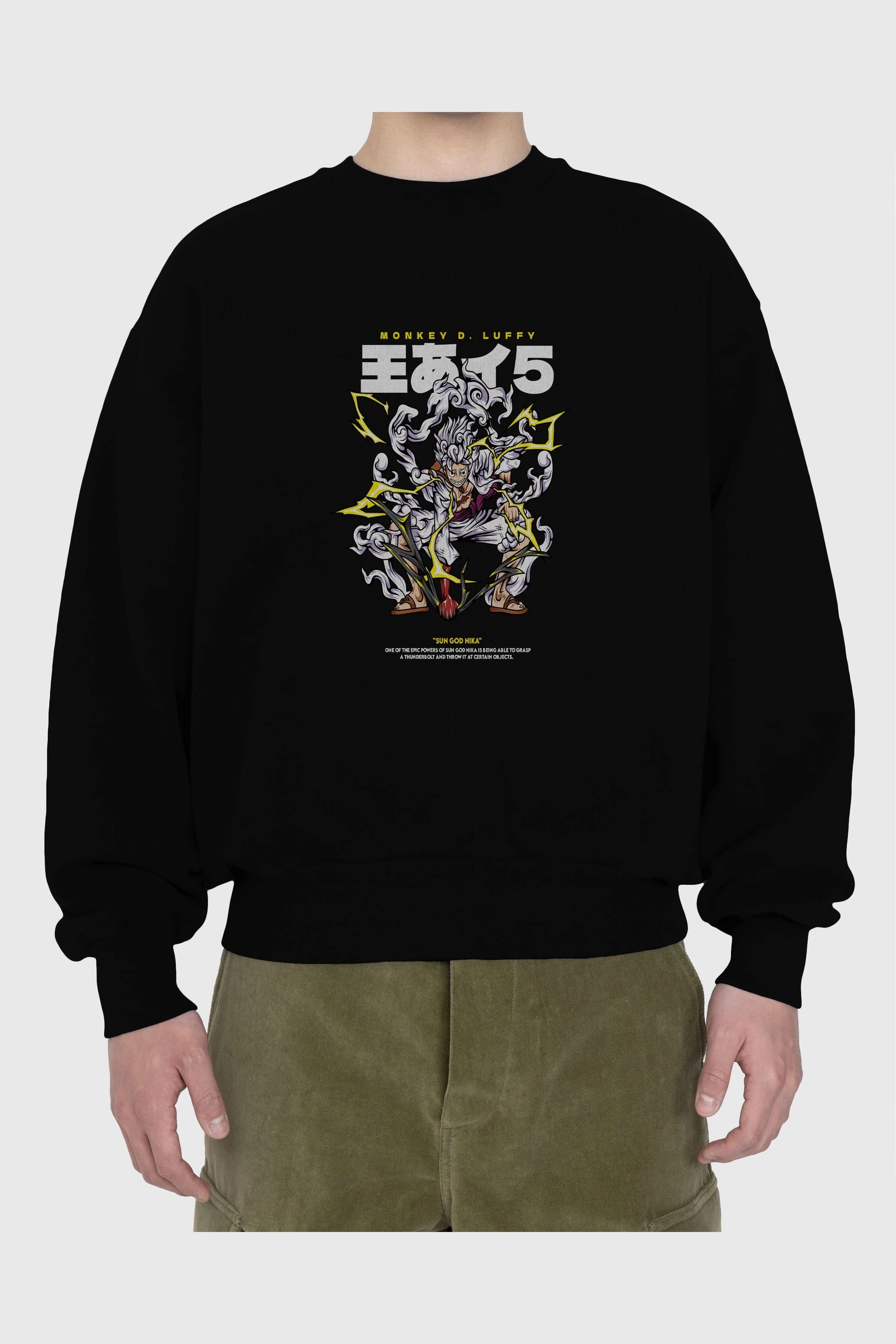 Monkey D. Luffy GEAR5 1 Anime Ön Baskılı Oversize Sweatshirt Erkek Kadın Unisex