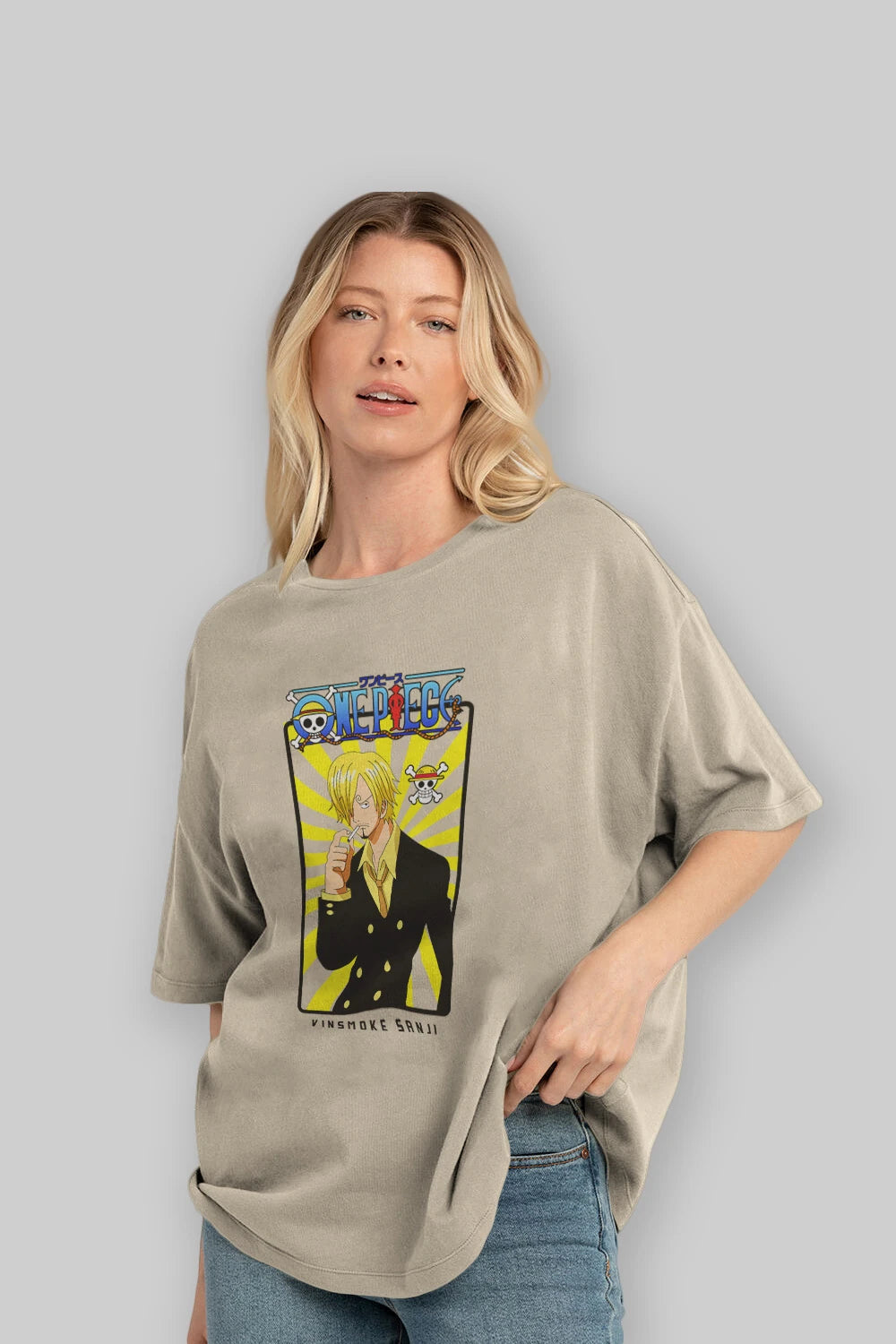 Sanji 4 Anime Ön Baskılı Oversize t-shirt Erkek Kadın Unisex