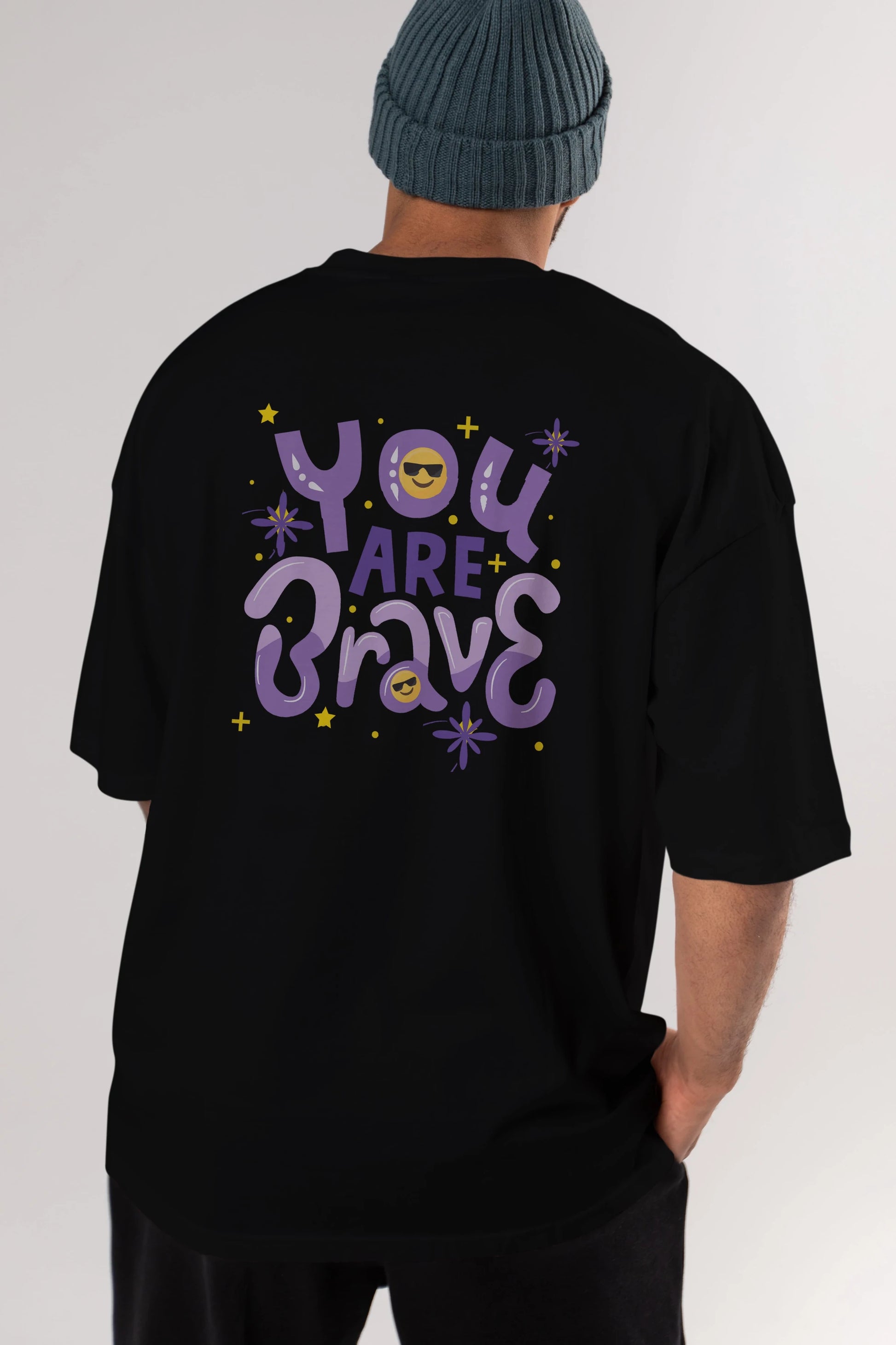 You Are Brave Yazılı Arka Baskılı Oversize t-shirt Erkek Kadın Unisex