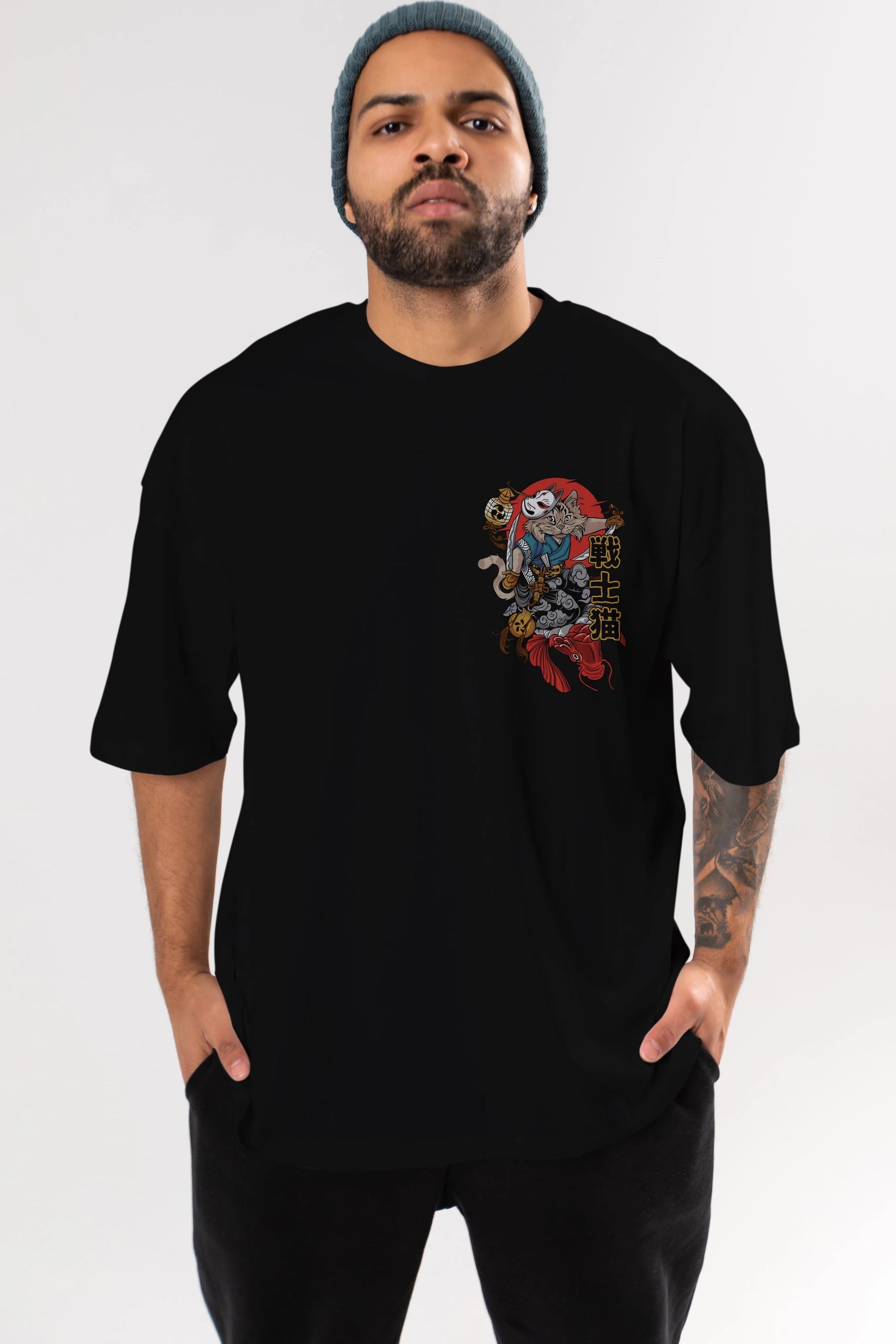 TRIBAL (2) Ön Sol Baskılı Oversize t-shirt Erkek Kadın Unisex %100 Pamuk Bisiklet Yaka tişort