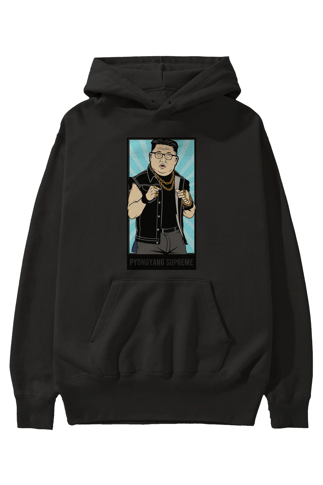 Kim Jong Un Pyongyang Supreme Ön Baskılı Hoodie Oversize Kapüşonlu Sweatshirt Erkek Kadın Unisex