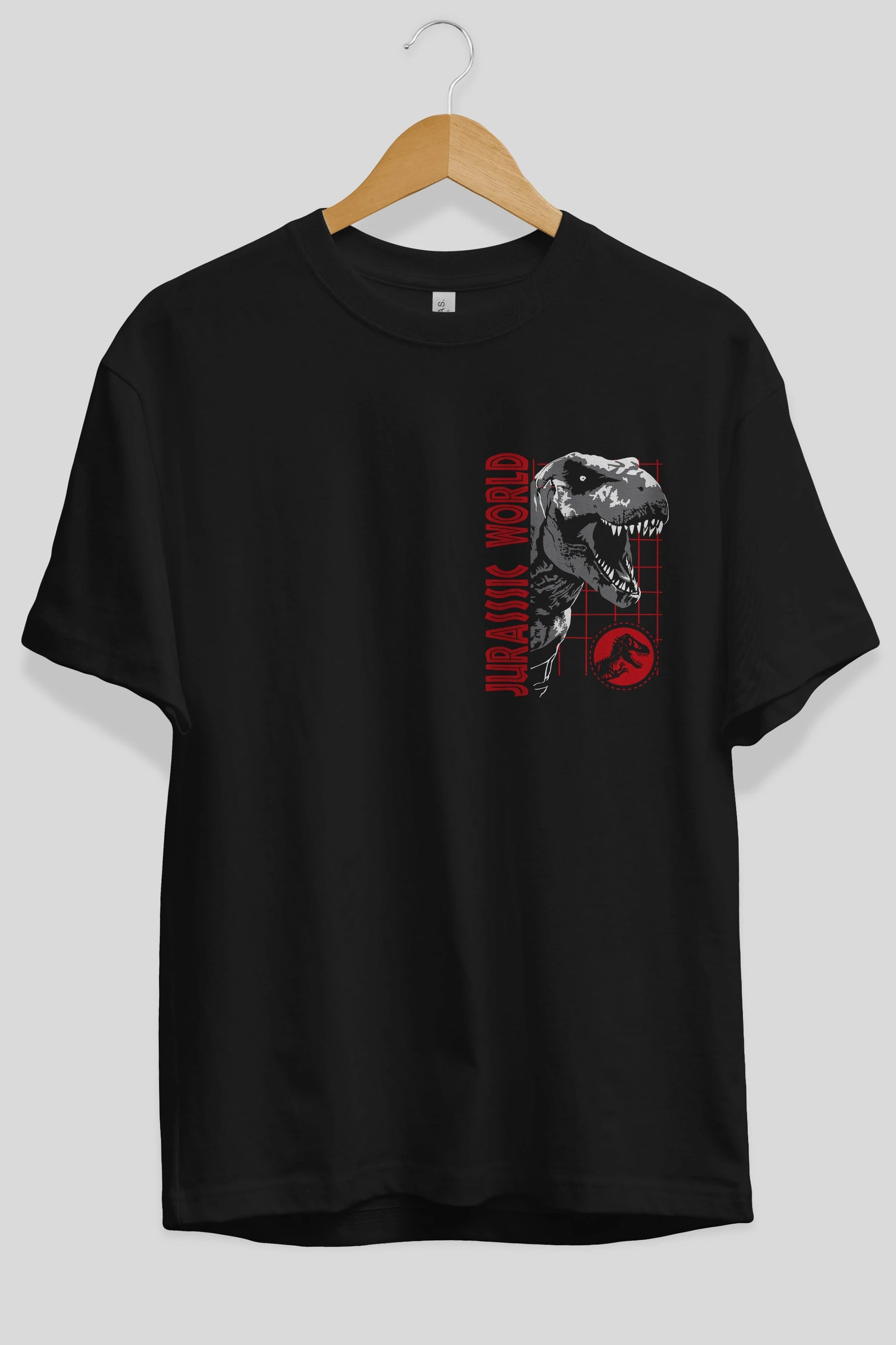 Jurassic Park (2) Ön Sol Baskılı Oversize t-shirt Erkek Kadın Unisex %100 Pamuk Bisiklet Yaka tişort
