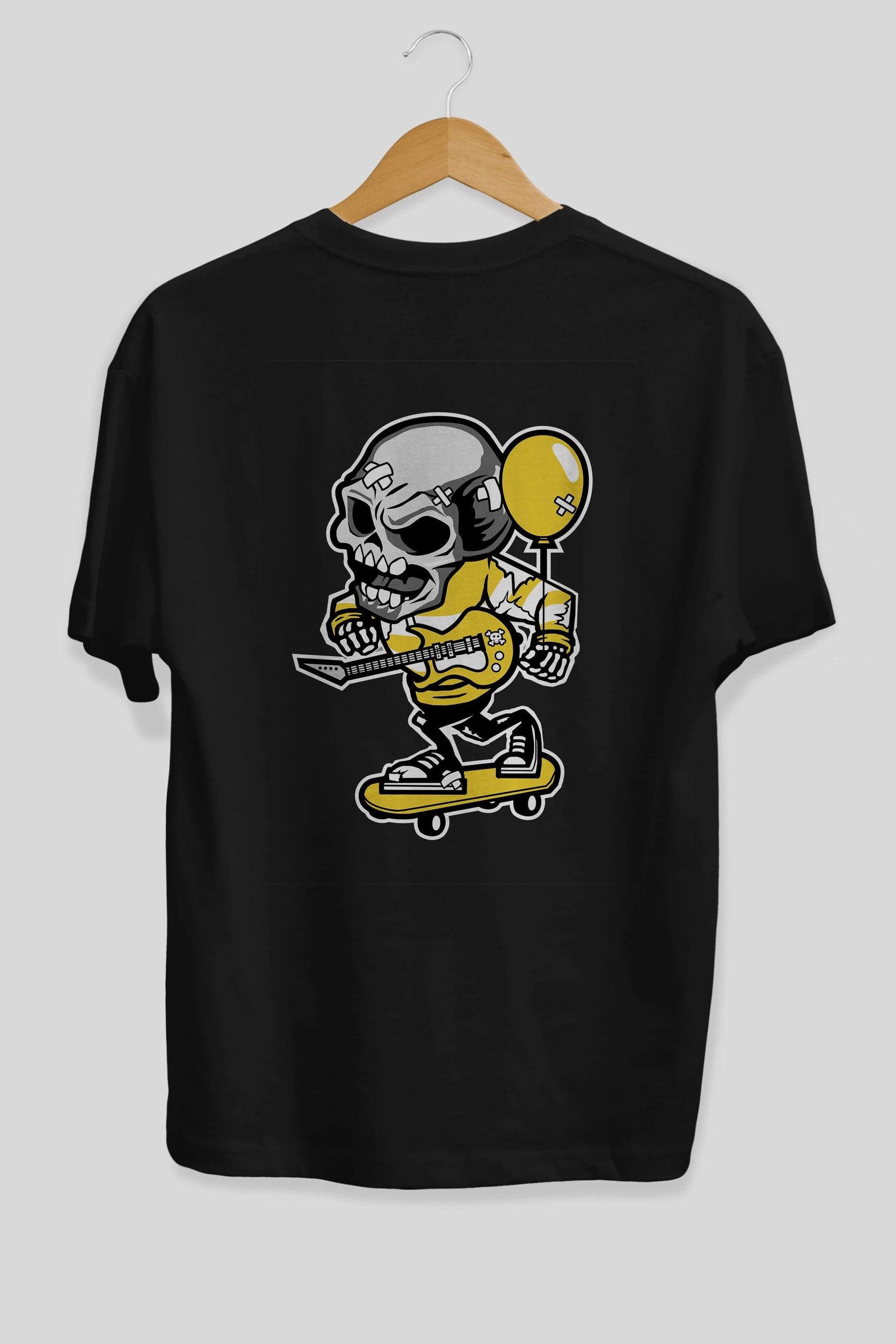 Skull Skater Arka Baskılı Oversize t-shirt Erkek Kadın Unisex %100 Pamuk tişort