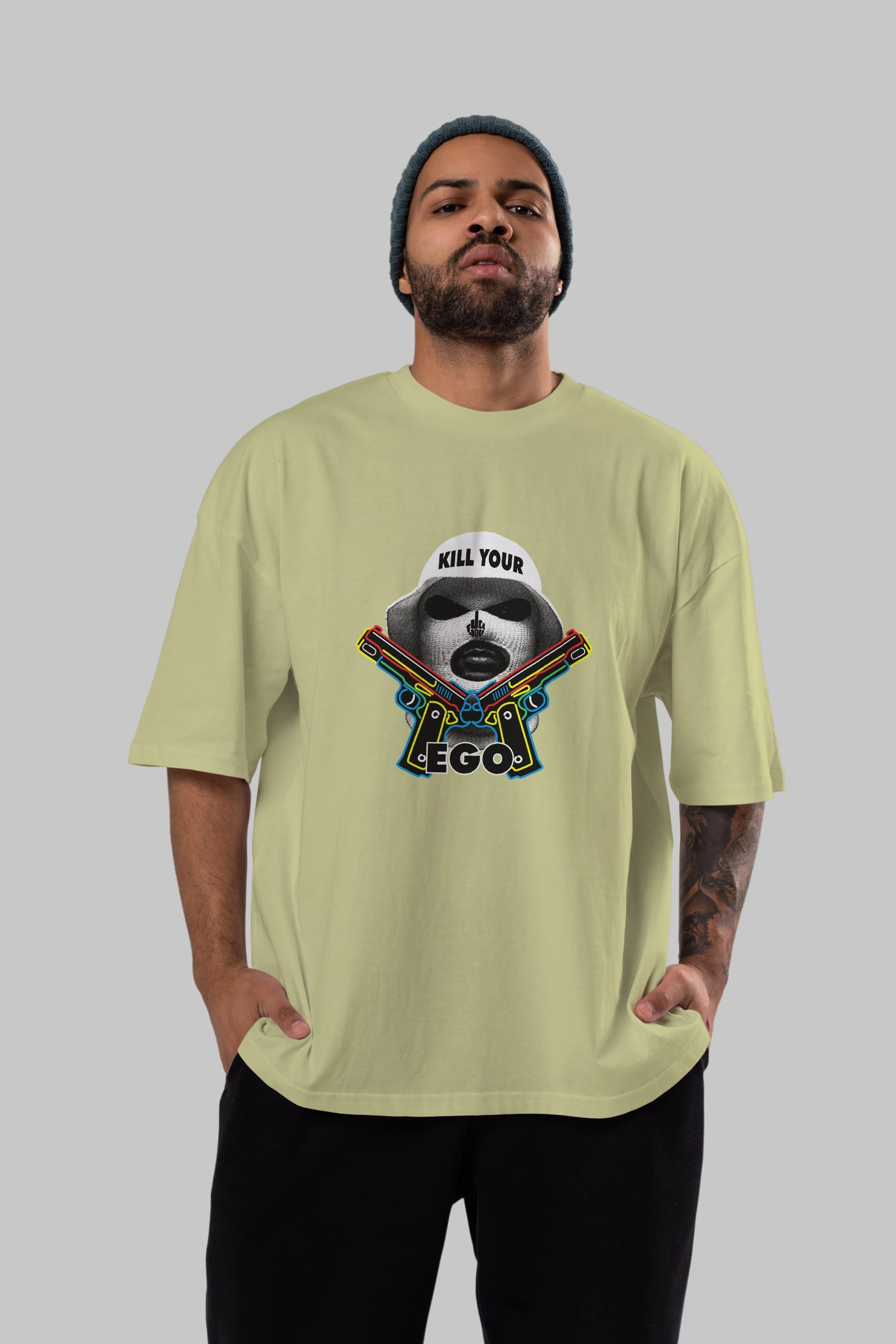 Kill Your Ego Ön Baskılı Oversize t-shirt Erkek Kadın Unisex
