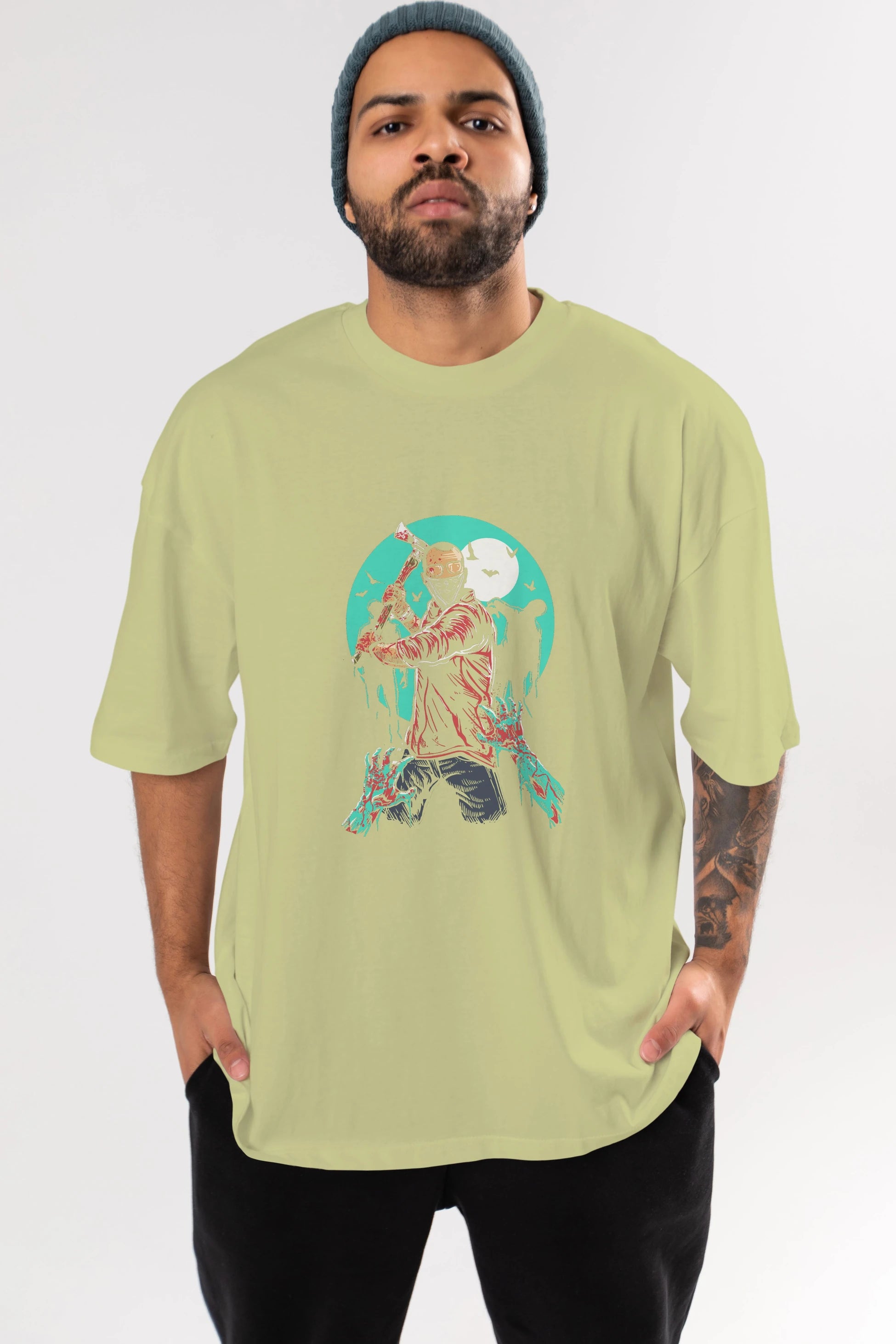 Zombie Killer Ön Baskılı Oversize t-shirt Erkek Kadın Unisex %100 Pamuk tişort