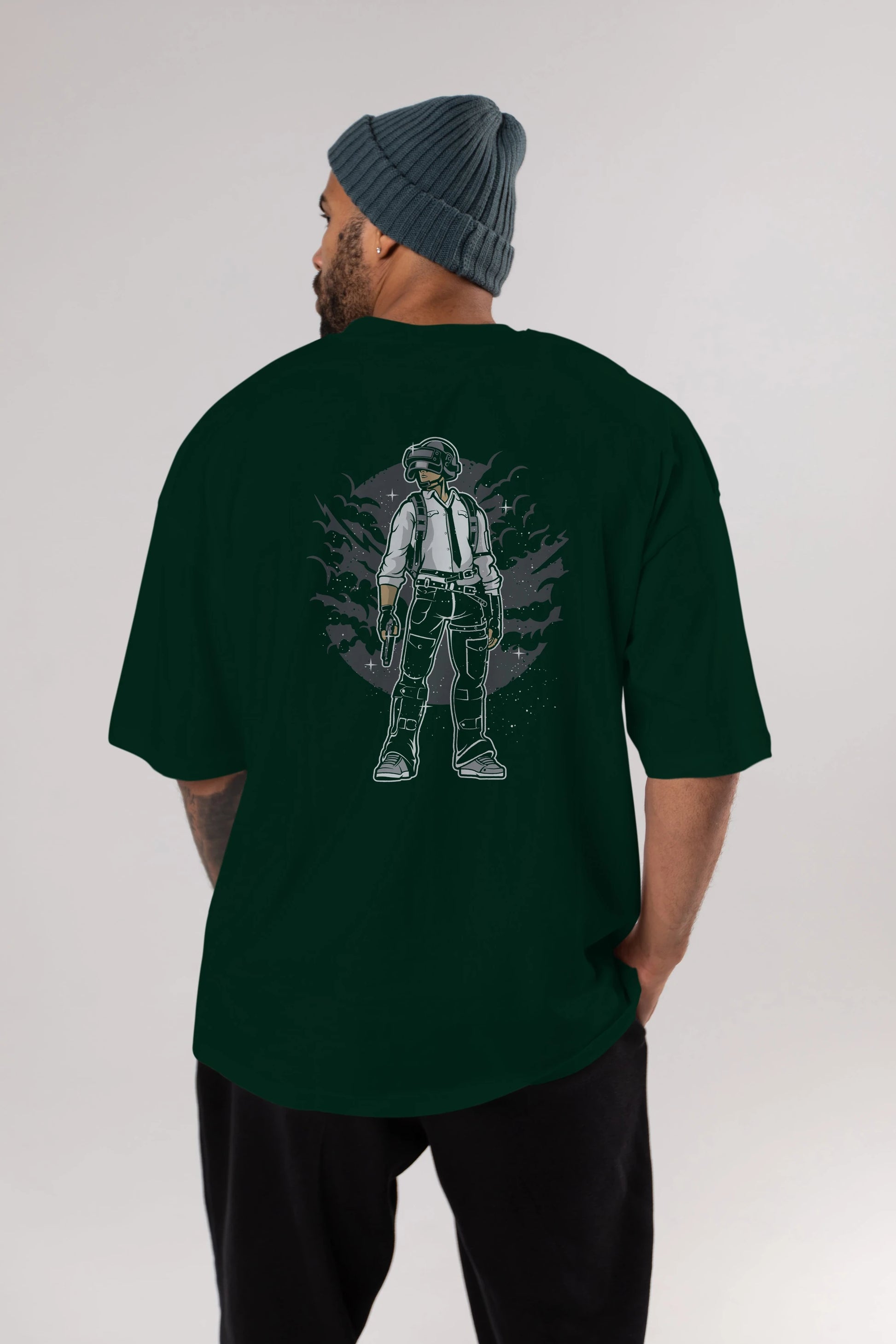 PUBG Arka Baskılı Oversize t-shirt Erkek Kadın Unisex %100 Pamuk