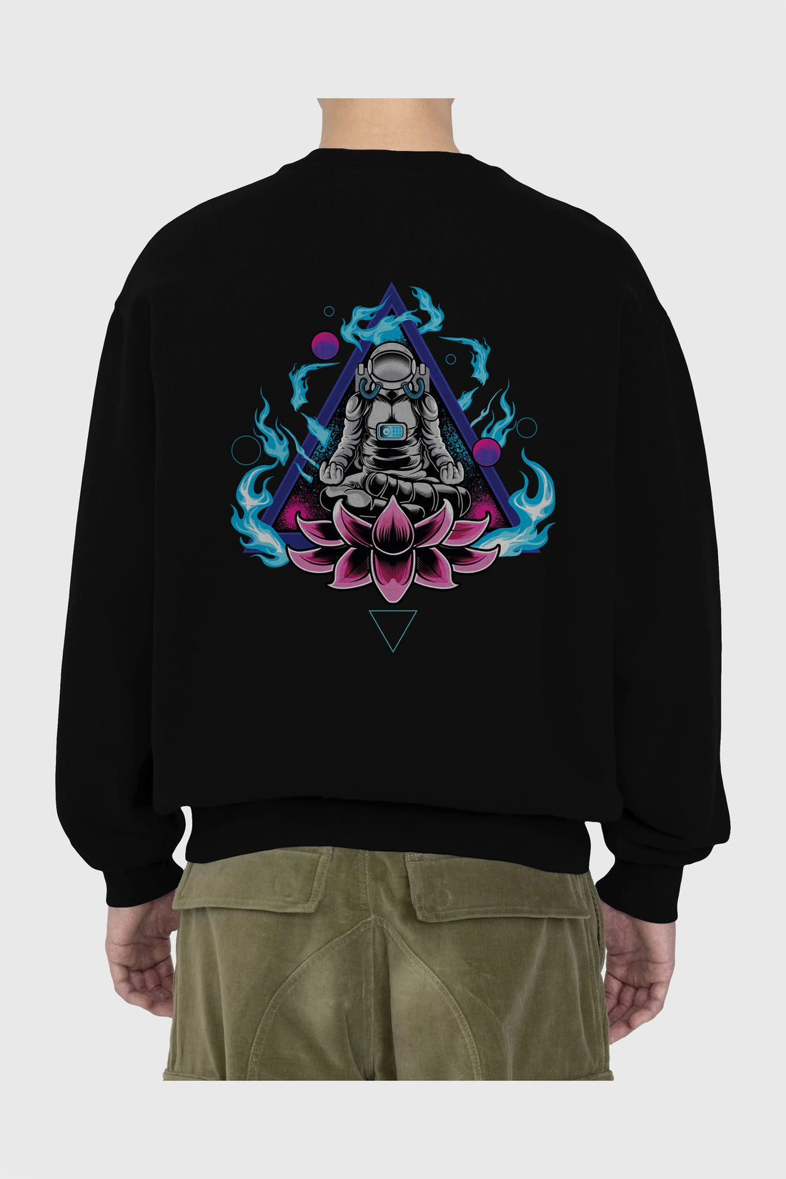 Astronaut Meditation (2) Arka Baskılı Oversize Sweatshirt Erkek Kadın Unisex