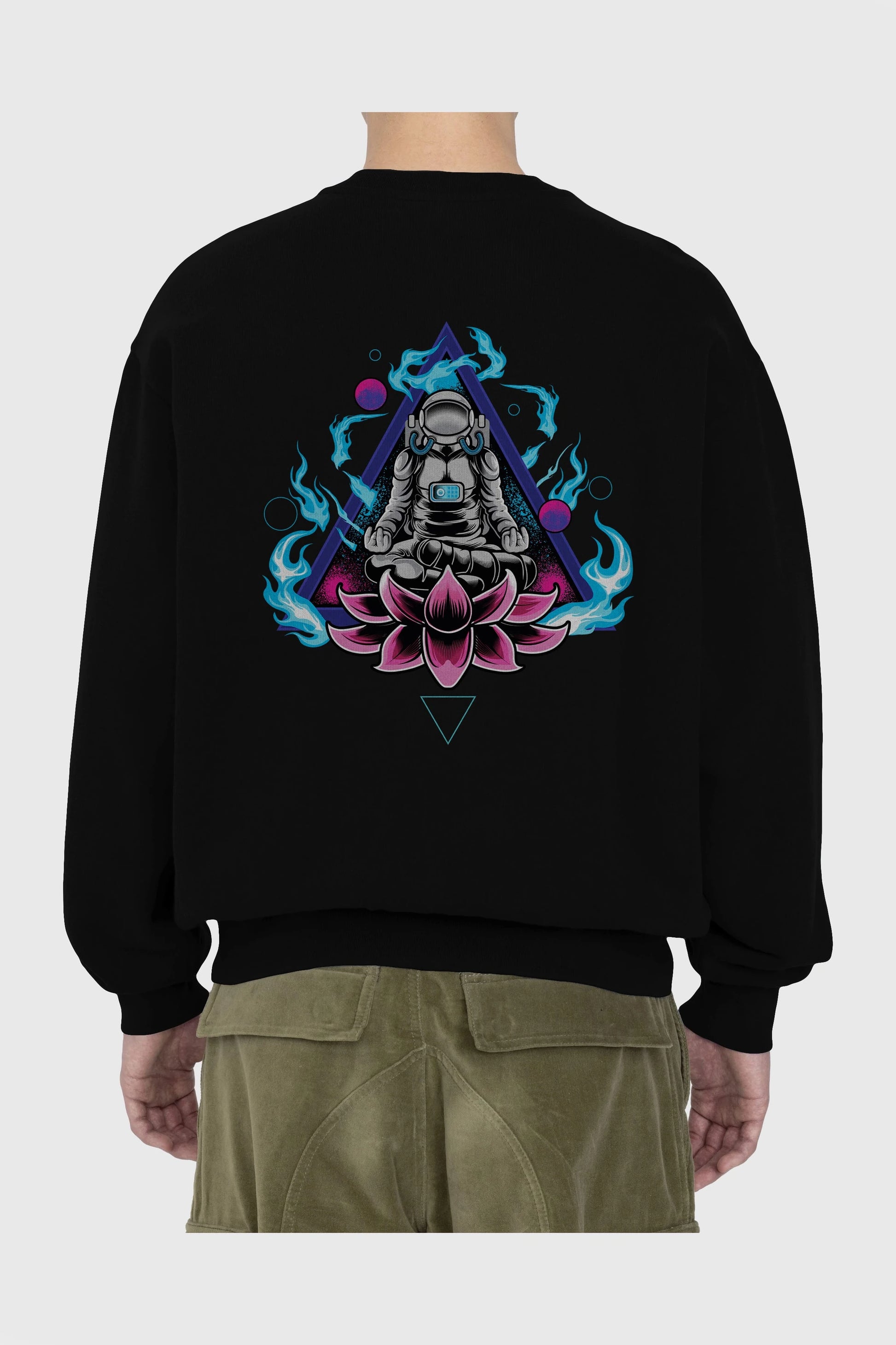 Astronaut Meditation (2) Arka Baskılı Oversize Sweatshirt Erkek Kadın Unisex