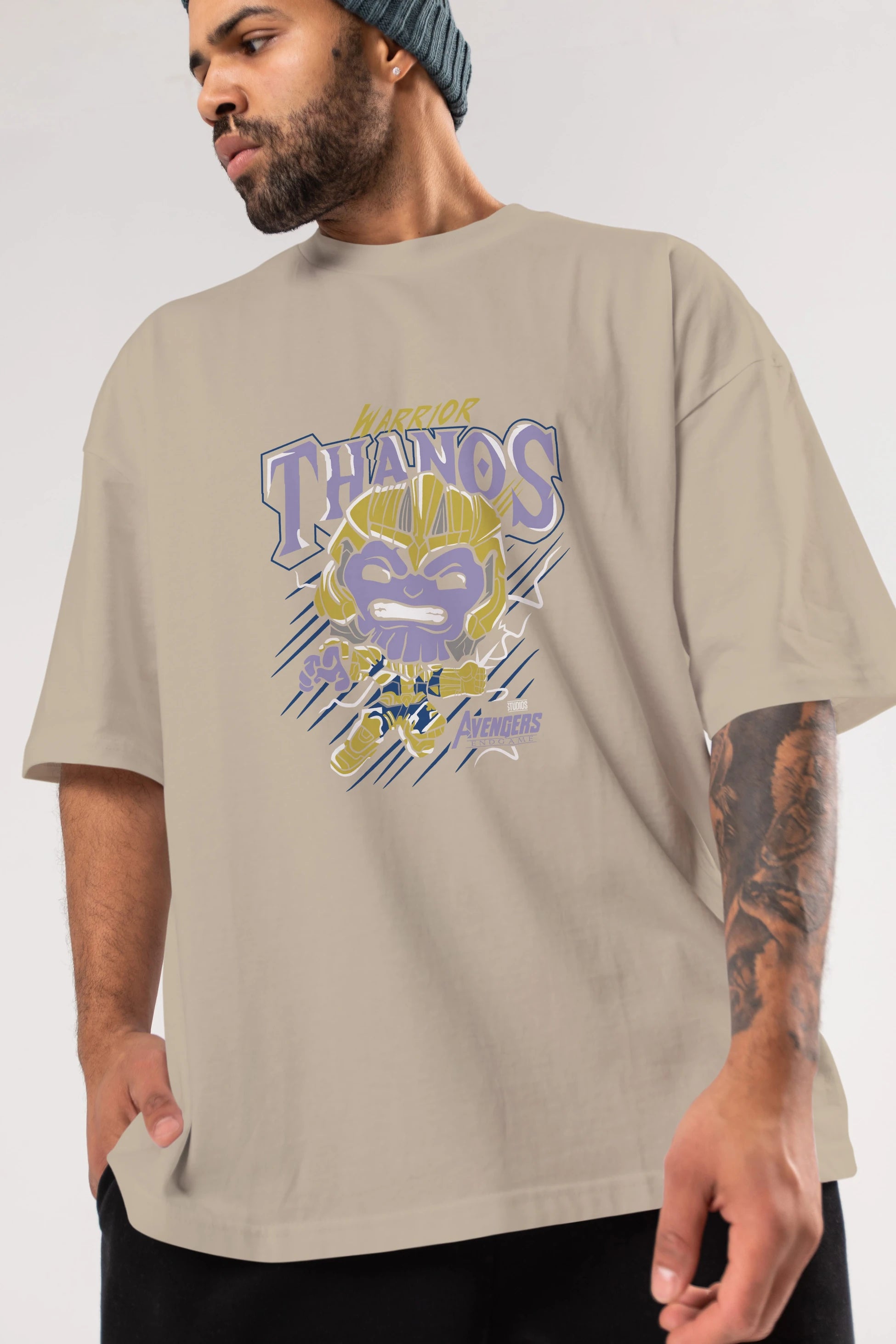 Thanos (2) Ön Baskılı Oversize t-shirt Erkek Kadın Unisex %100 Pamuk Bisiklet Yaka tişort
