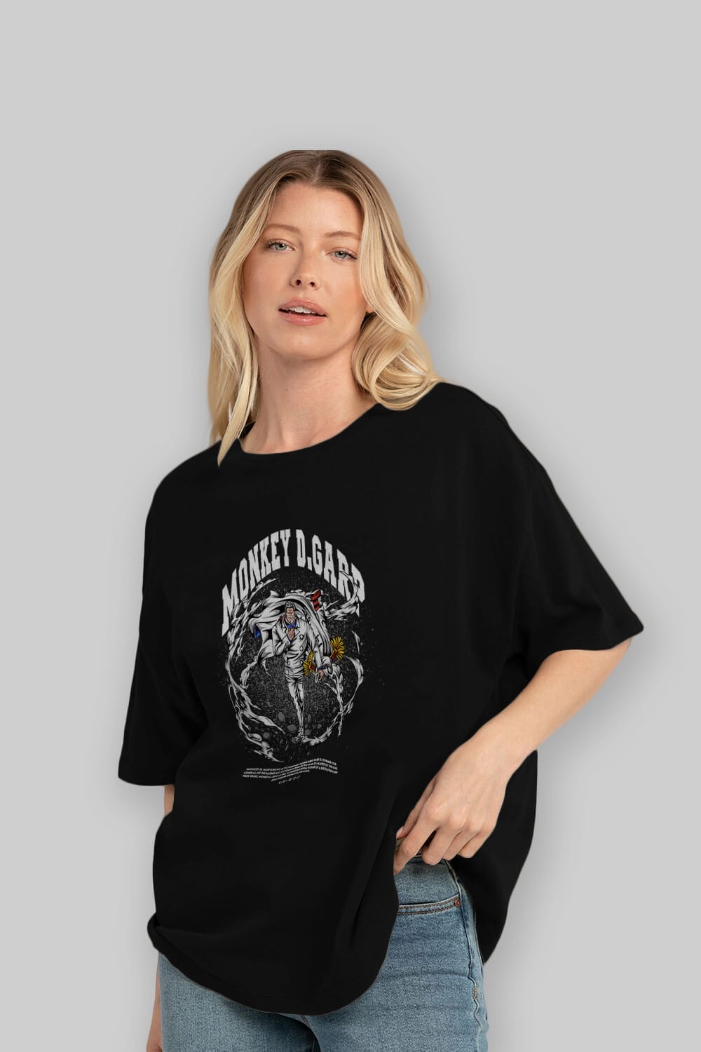 Monkey D. Garp Anime Ön Baskılı Oversize t-shirt %100 pamuk Erkek Kadın Unisex