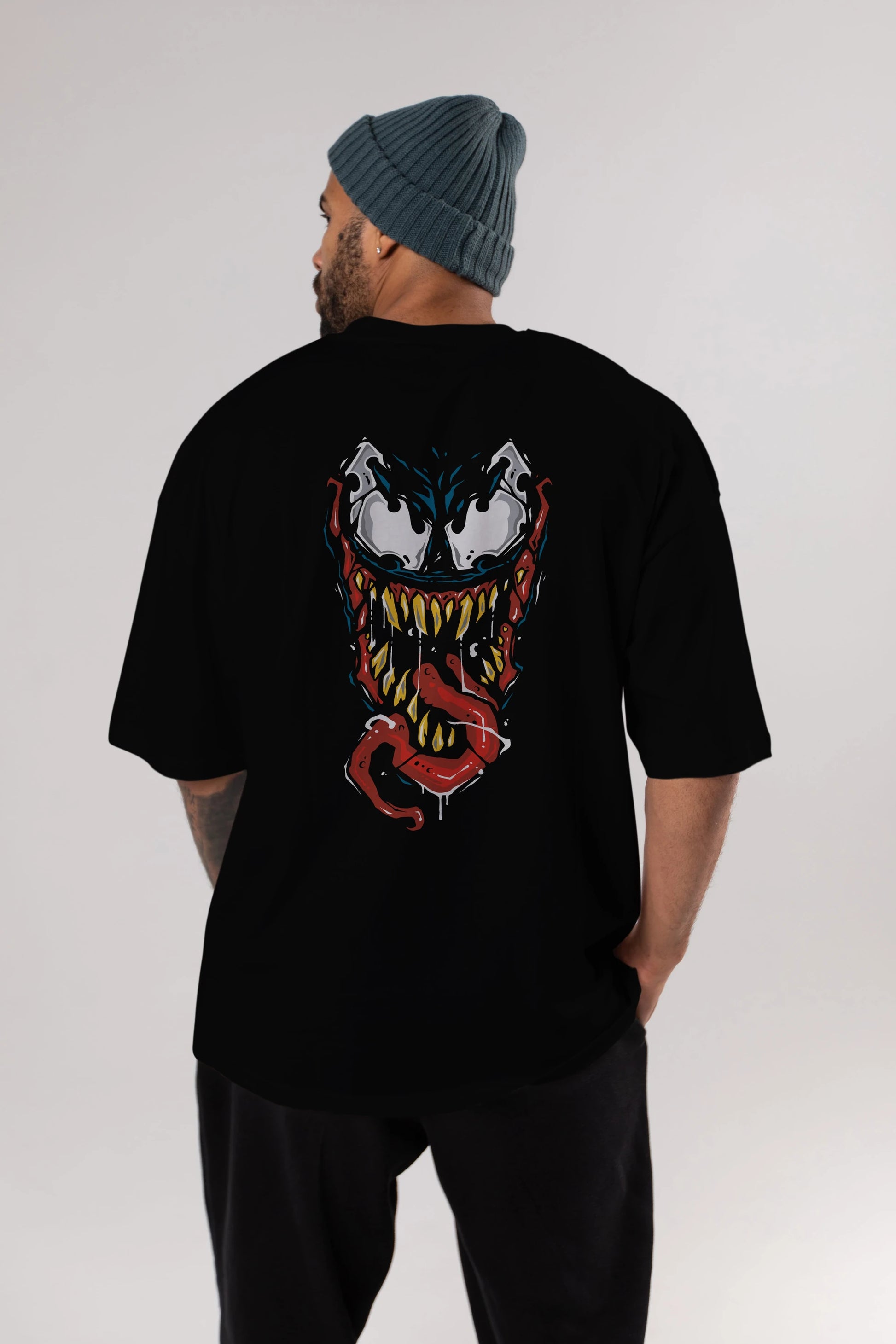 Venom (15) Arka Baskılı Oversize t-shirt Erkek Kadın Unisex %100 Pamuk Bisiklet Yaka tişort