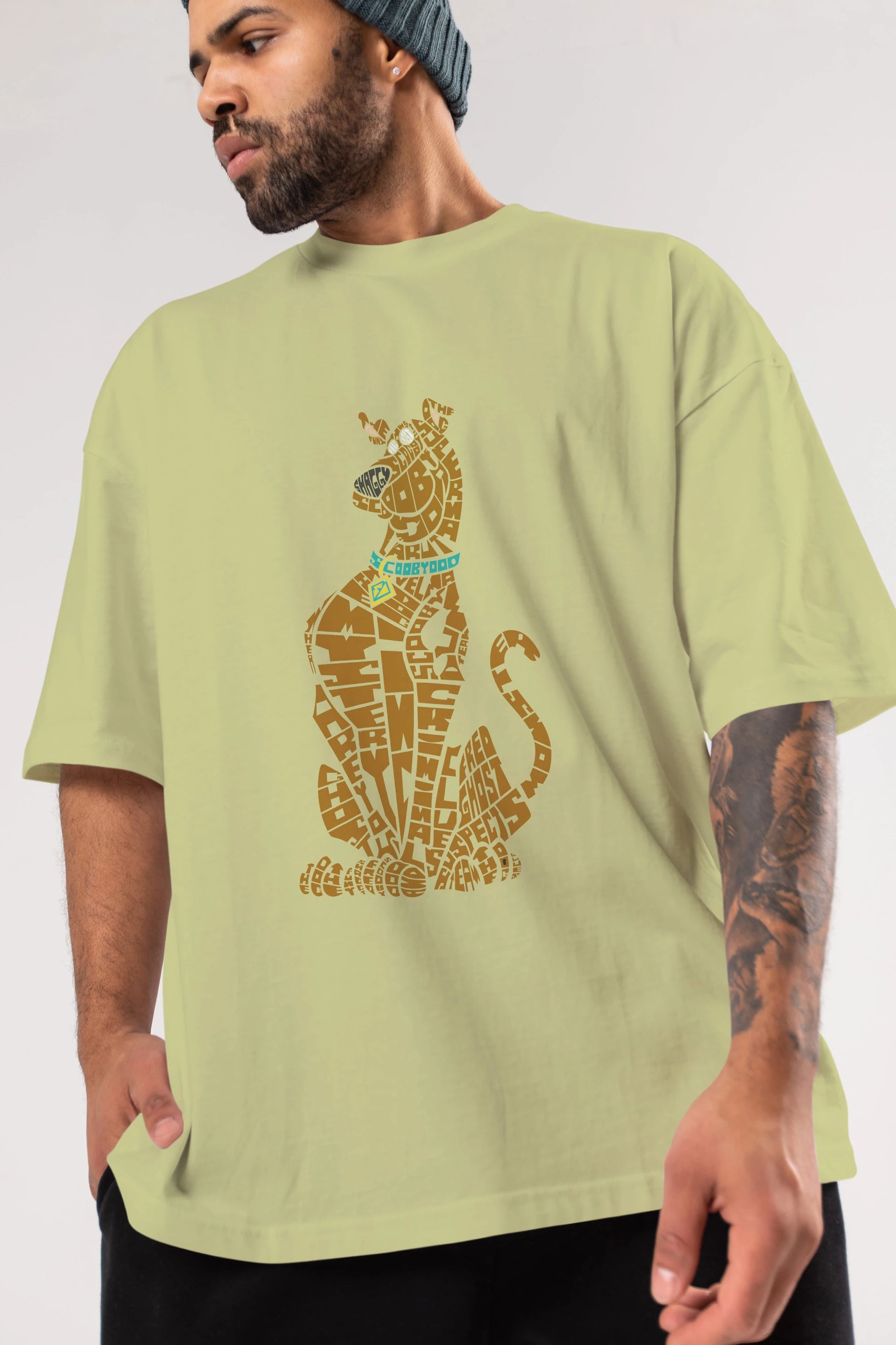 Scooby Doo Ön Baskılı Oversize t-shirt %100 pamuk Erkek Kadın Unisex