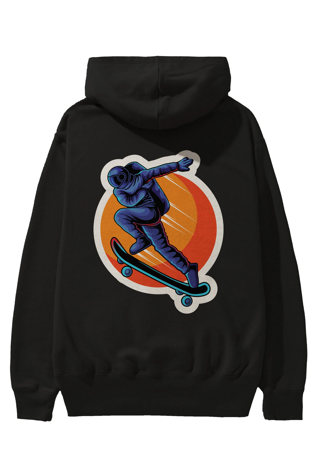Astroskate Run Sticker Arka Baskılı Hoodie Oversize Kapüşonlu Sweatshirt Erkek Kadın Unisex