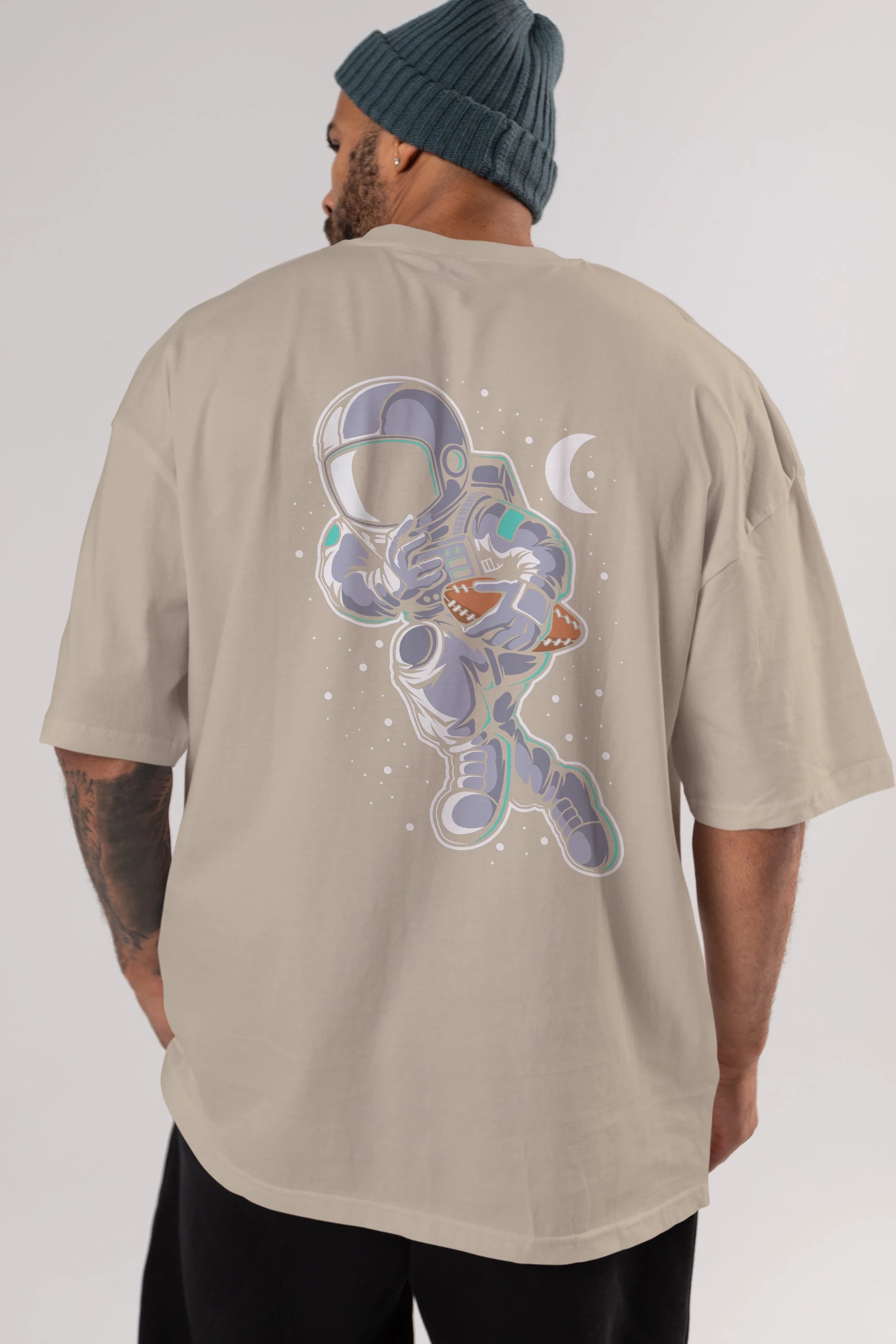 Astronaut Rugby Arka Baskılı Oversize t-shirt Erkek Kadın Unisex