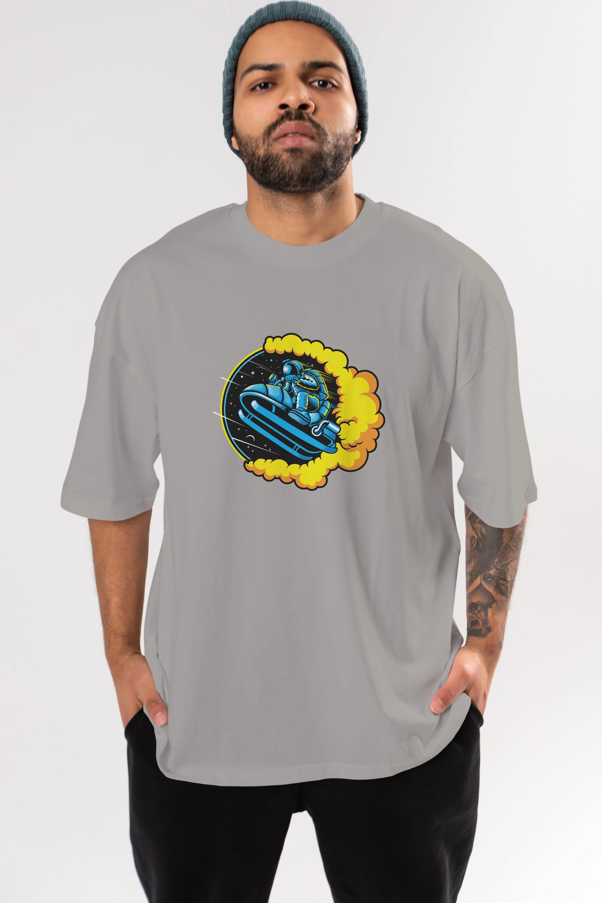 Astrojump with Snowmobile Ön Baskılı Oversize t-shirt Erkek Kadın Unisex