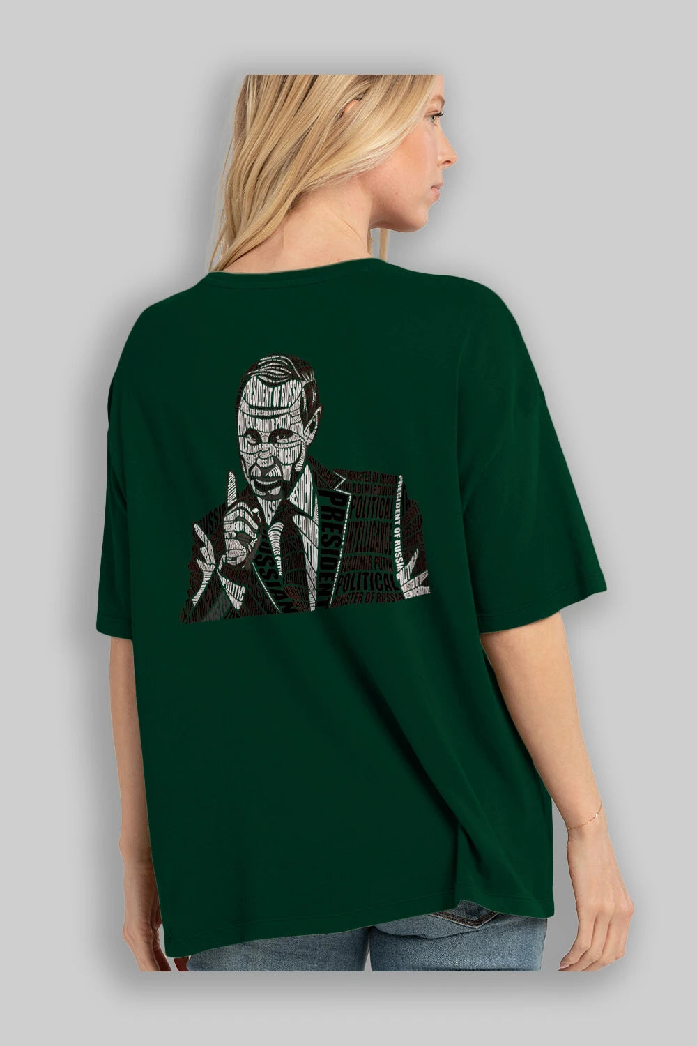 Putin Calligram Arka Baskılı Oversize t-shirt %100 pamuk Erkek Kadın Unisex