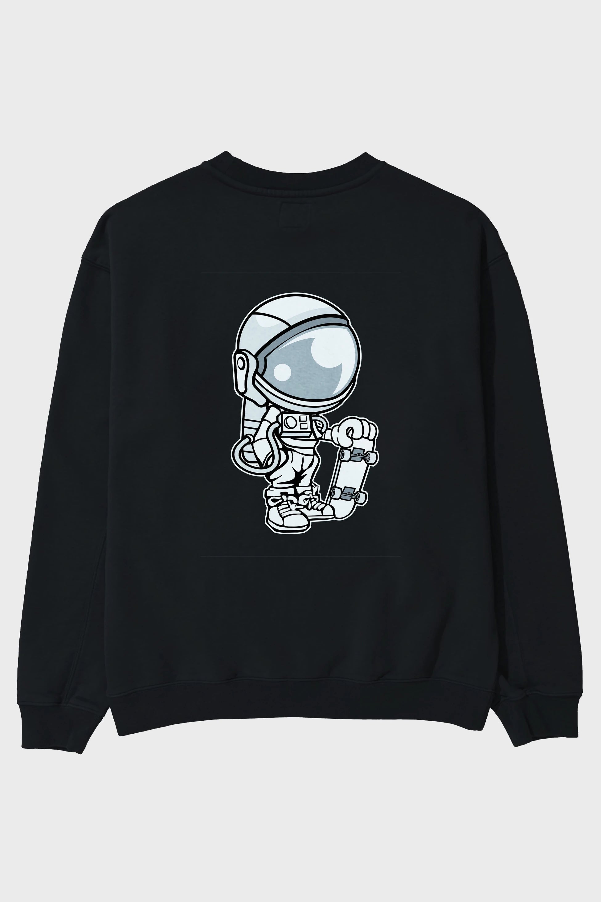 Astronaut Skaterboy Arka Baskılı Oversize Sweatshirt Erkek Kadın Unisex