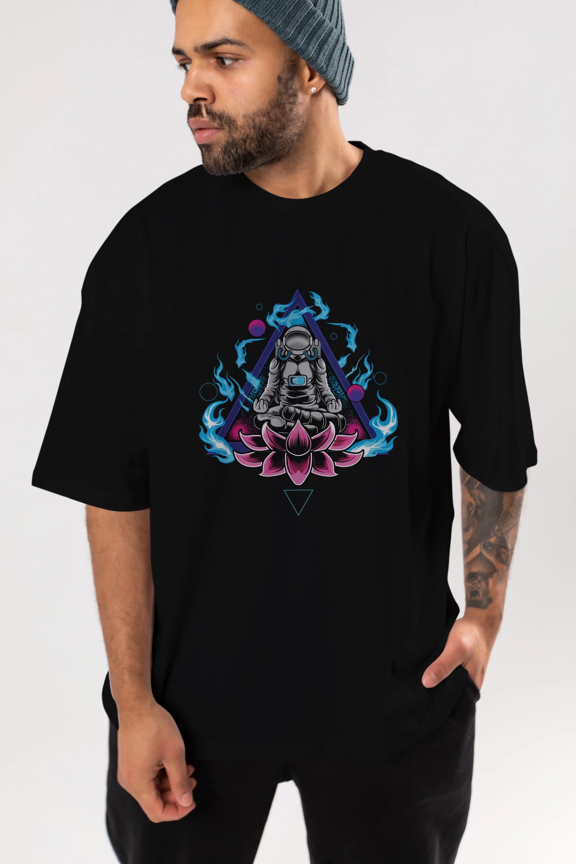 Astronaut Meditation (2) Ön Baskılı Oversize t-shirt Erkek Kadın Unisex
