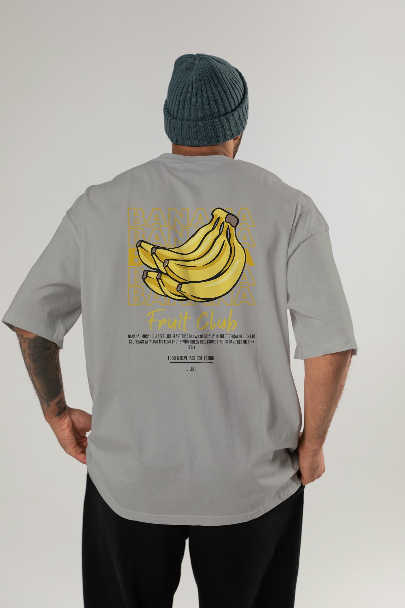 Banana Arka Baskılı Oversize t-shirt Erkek Kadın Pamuk Bisiklet Yaka tişort