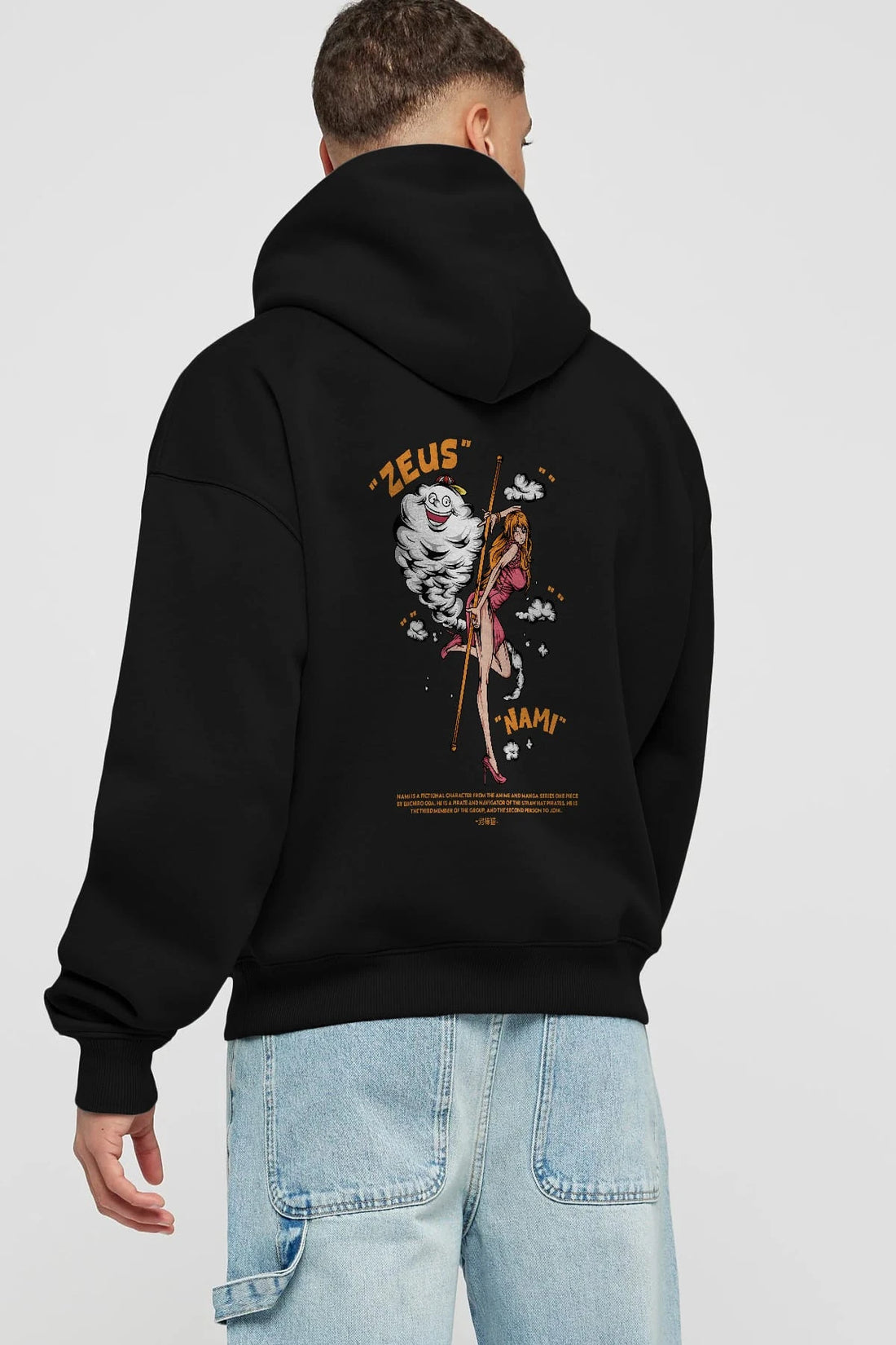 Zeus Nami Anime Arka Baskılı Hoodie Oversize Kapüşonlu Sweatshirt Erkek Kadın Unisex