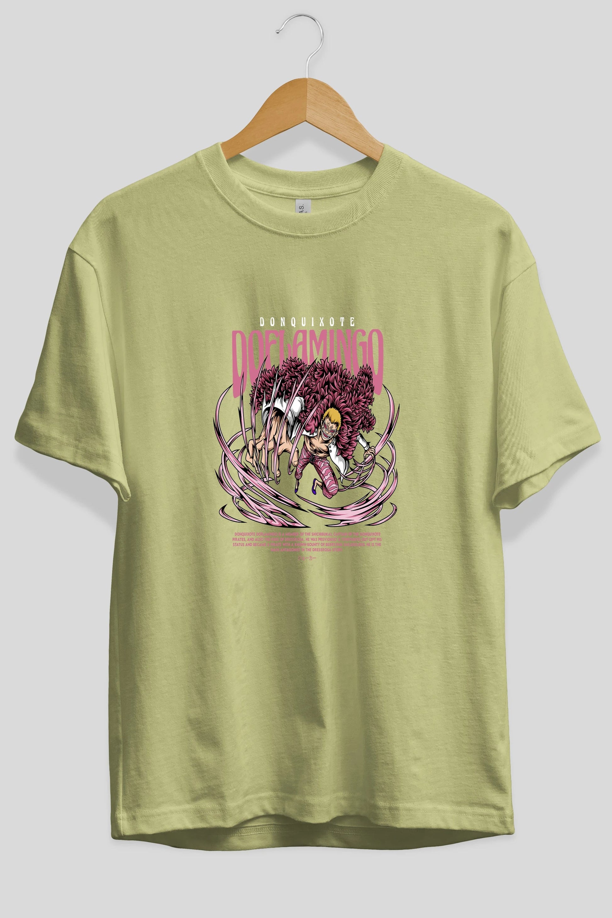 Doflamingo Anime Ön Baskılı Oversize t-shirt %100 pamuk Erkek Kadın Unisex