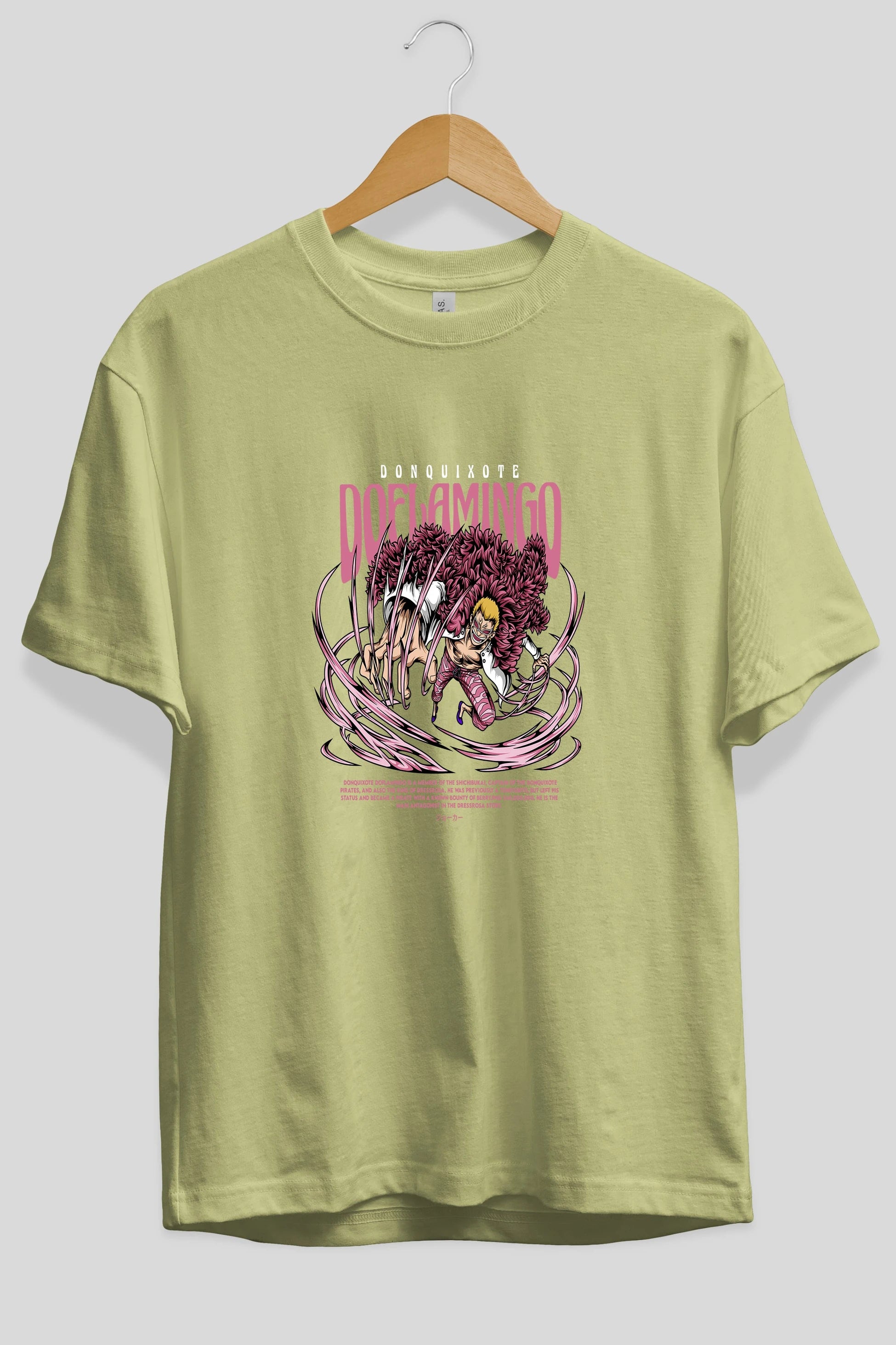 Doflamingo Anime Ön Baskılı Oversize t-shirt %100 pamuk Erkek Kadın Unisex