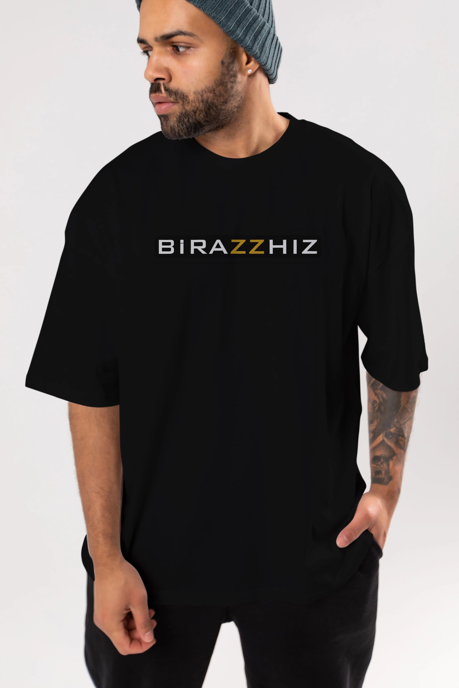 Birazzhız Ön Baskılı Oversize t-shirt %100 pamuk Erkek Kadın Unisex