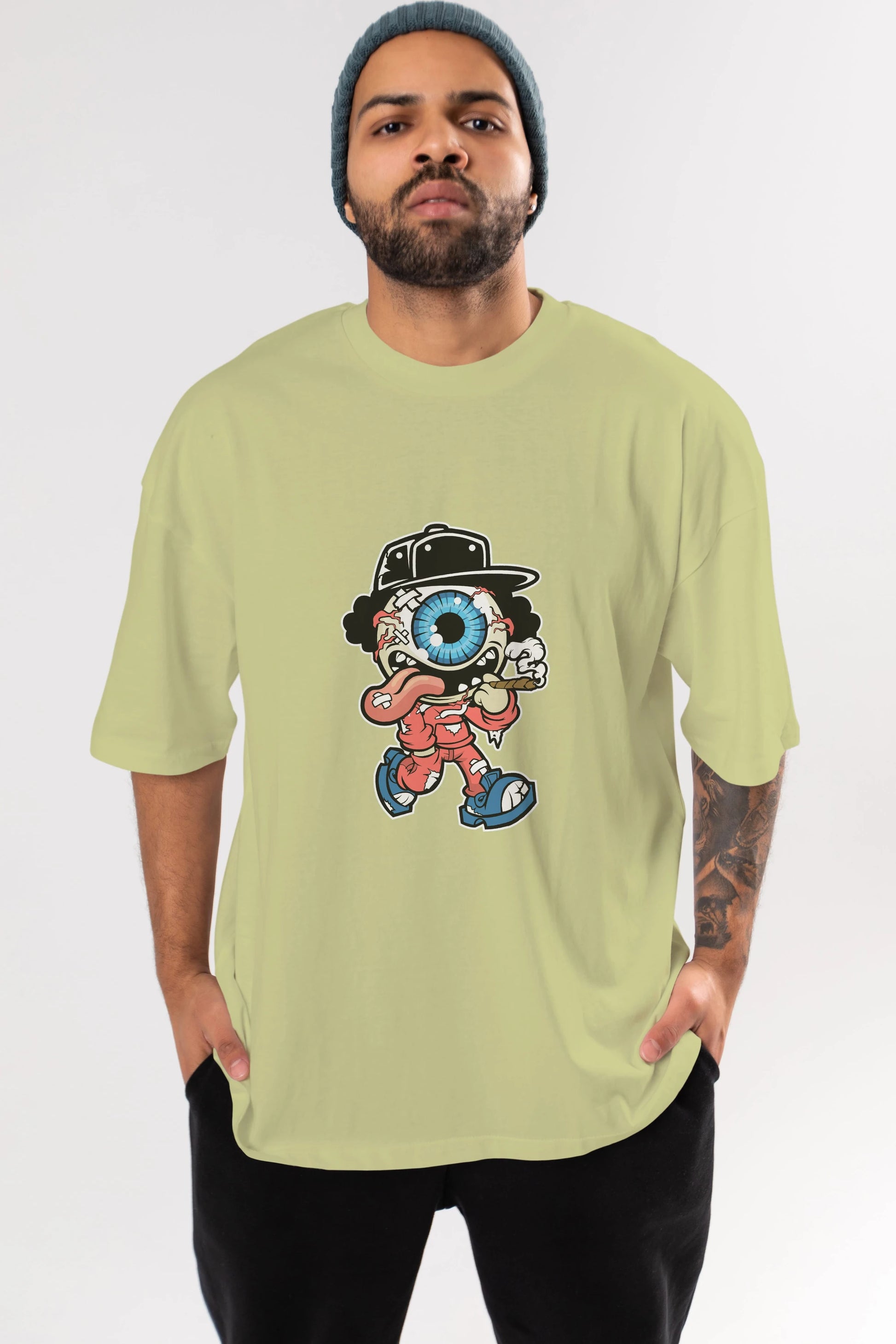 Eyeball Monster Ön Baskılı Oversize t-shirt Erkek Kadın Unisex %100 Pamuk tişort