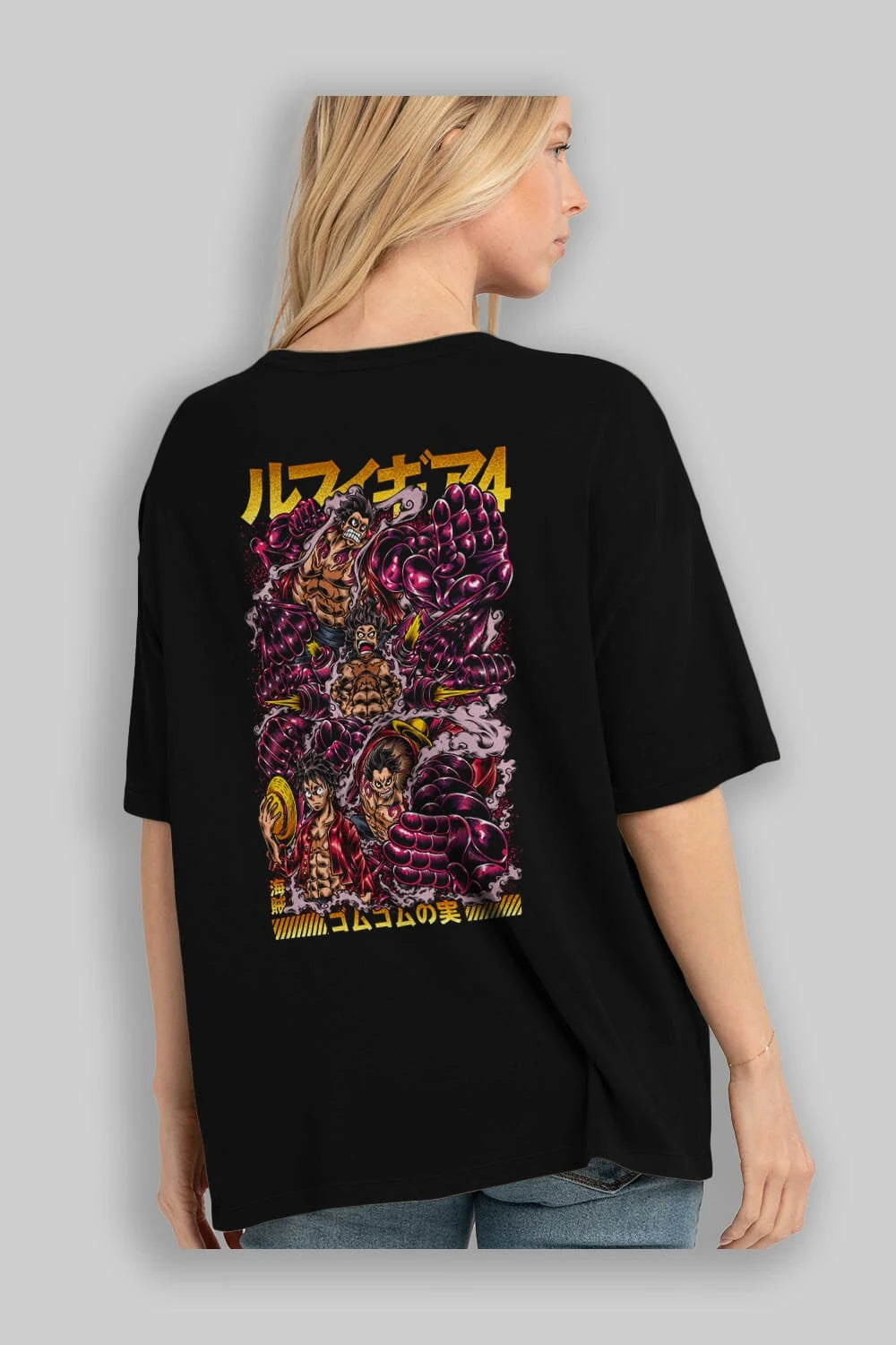 MONKEY D. LUFFY (2) Anime Arka Baskılı Oversize t-shirt Erkek Kadın Unisex